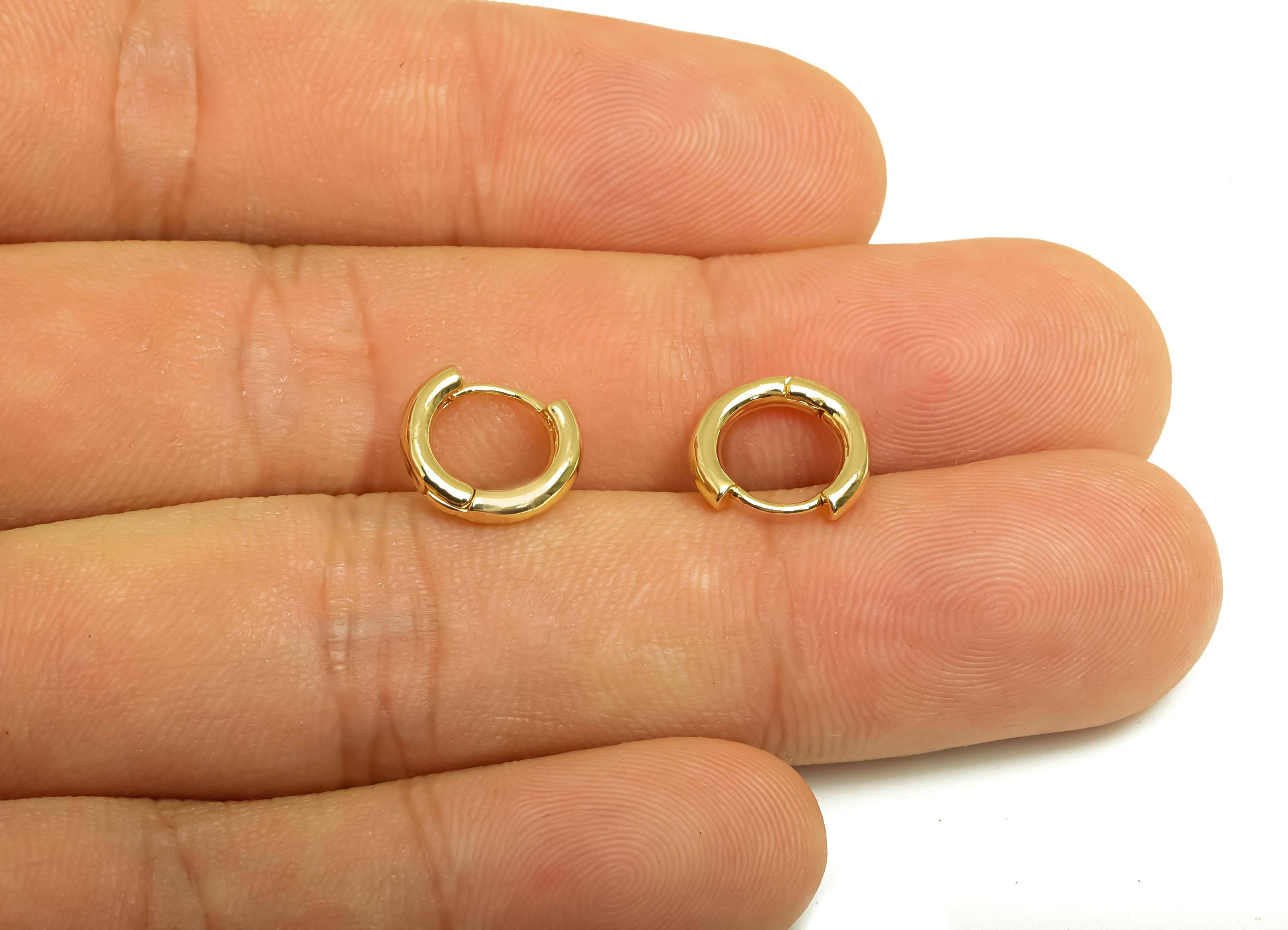 Brass Round Hoop Earring - Brass Hoop Huggie Earring - Mini Geometry Hoop Earring - 18K Real Gold Plating - 11x9.47x1.94mm - RGP815 - DOMEDBAZAAR