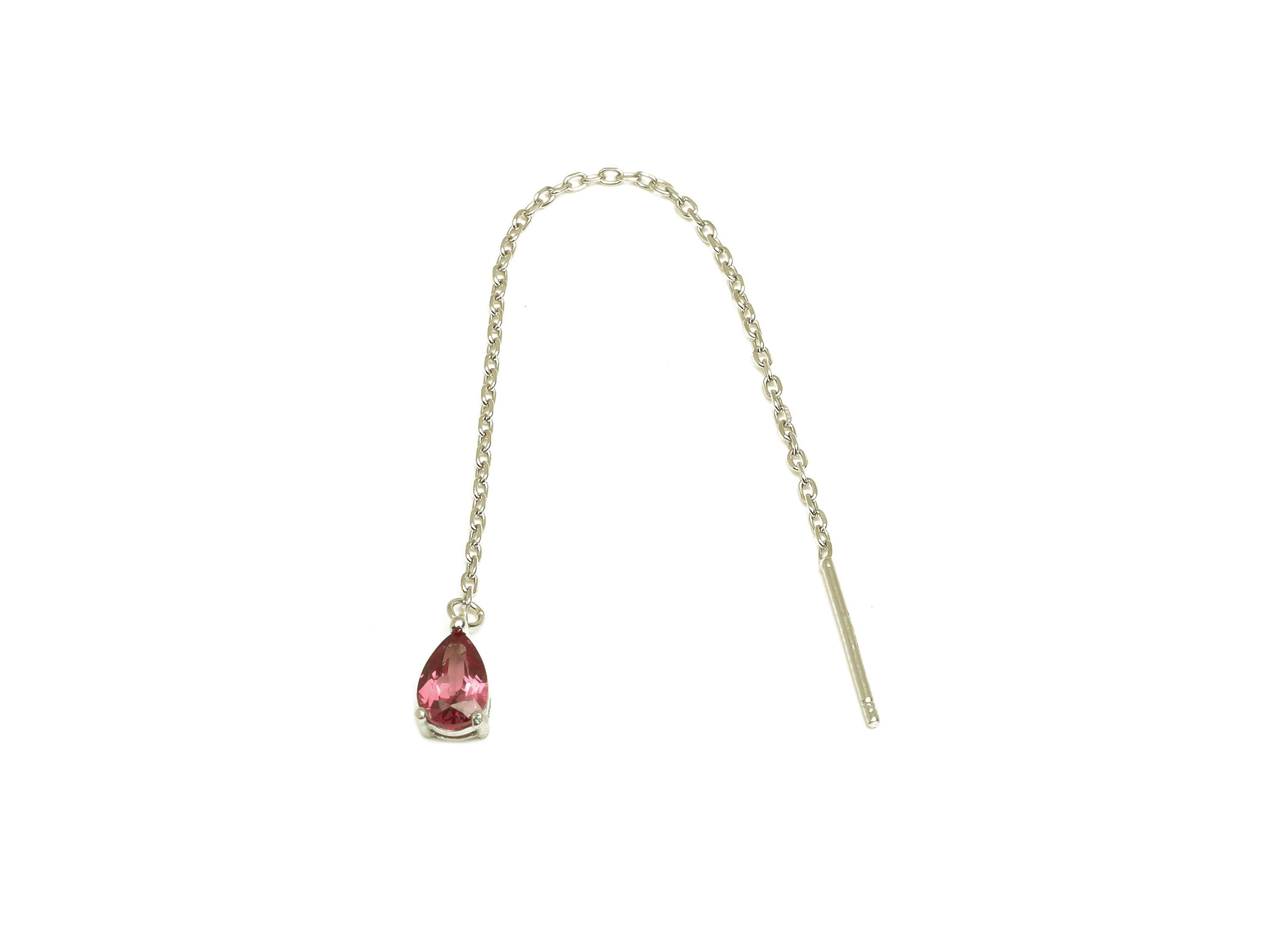Garnet Tassel Earring Post - Teardrop Silver Crystal Earring Post - Natural Stone Dangle Gemstone Earring Post - 86x3mm - RGP7345E - DOMEDBAZAAR