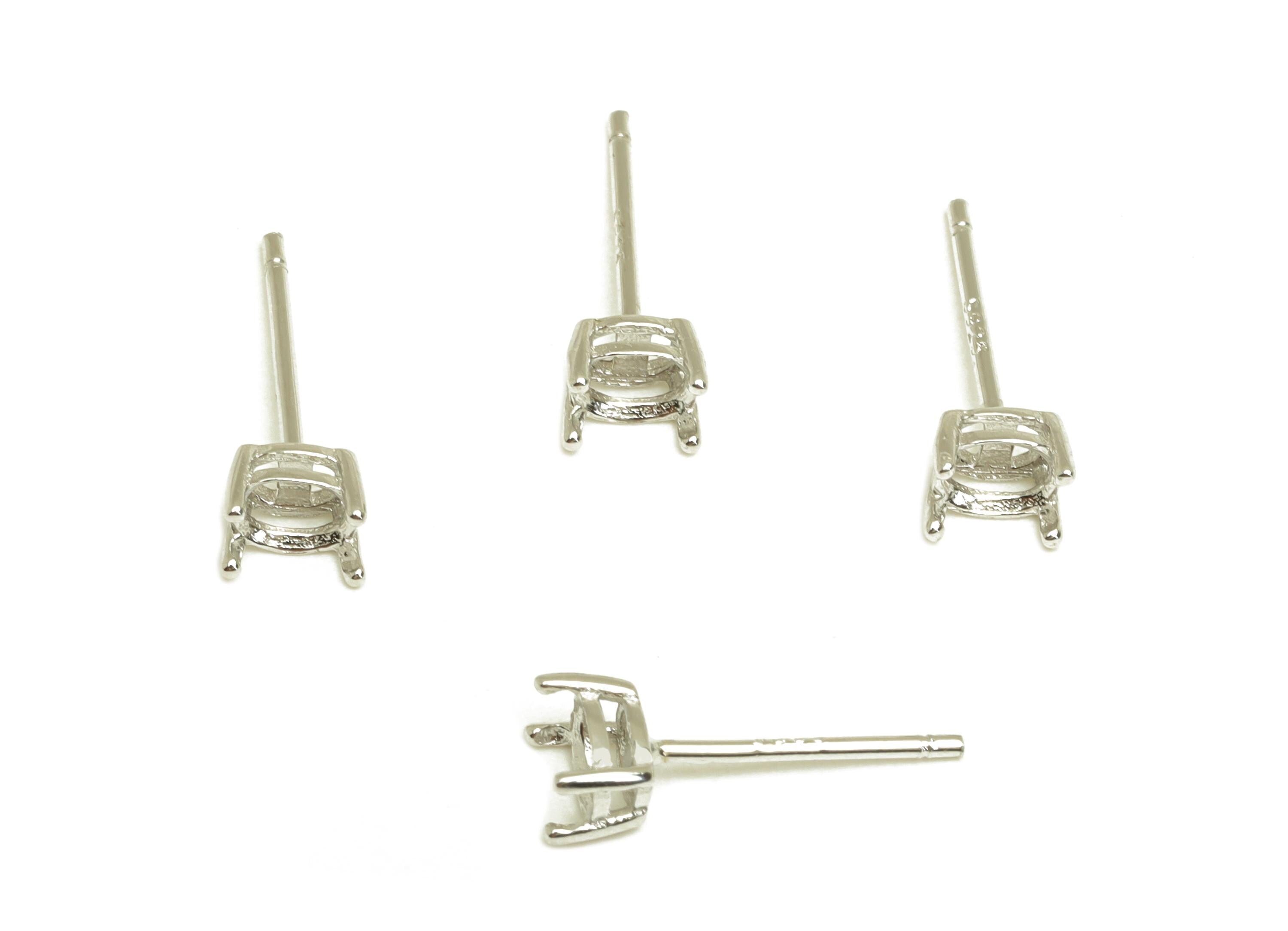 Silver Earring Post - Oval Silver Earring Post - Oval Earring Base Stud - For Diamond Base - Silver Earring Post - 14.64x4x0.64mm - RGP7346A - DOMEDBAZAAR