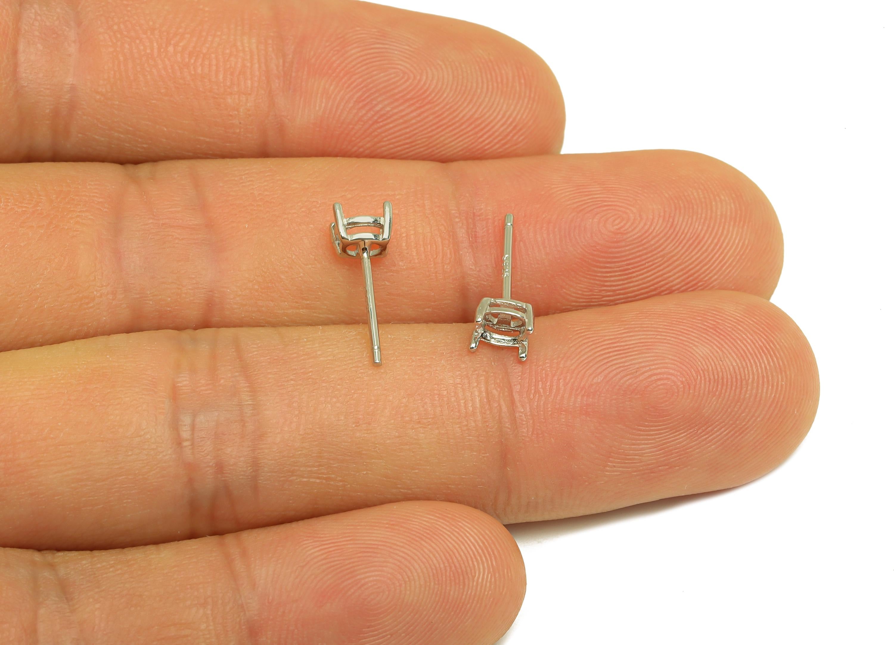 Silver Earring Post - Oval Silver Earring Post - Oval Earring Base Stud - For Diamond Base - Silver Earring Post - 14.64x4x0.64mm - RGP7346A - DOMEDBAZAAR