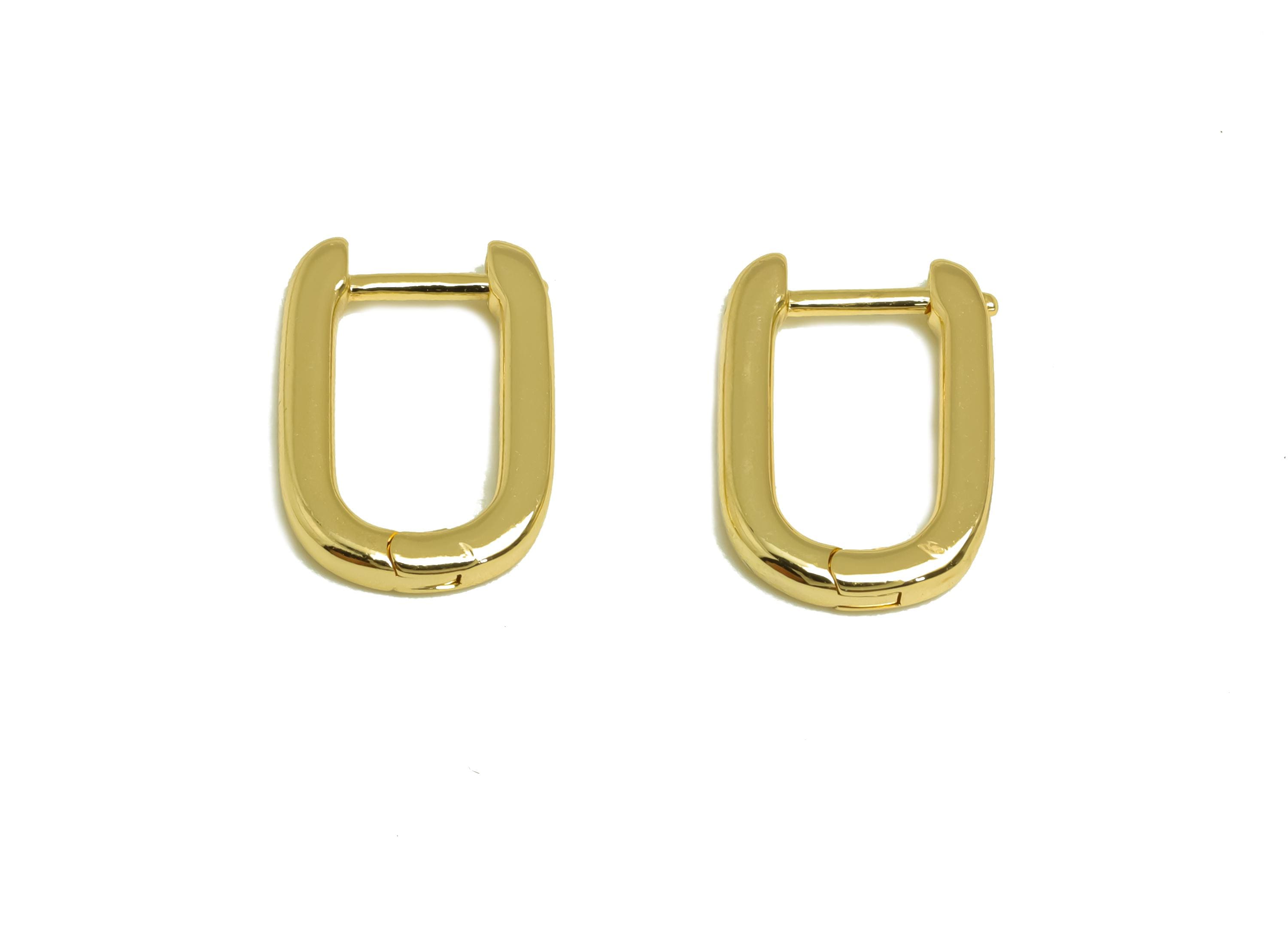 Brass Drop Hoop Earring - Brass Teardrop Hoop Huggie Earring - Clasp Hoop Earring For Tassel - 18K Real Gold Plating - 17x15x1mm - RGP8147 - DOMEDBAZAAR