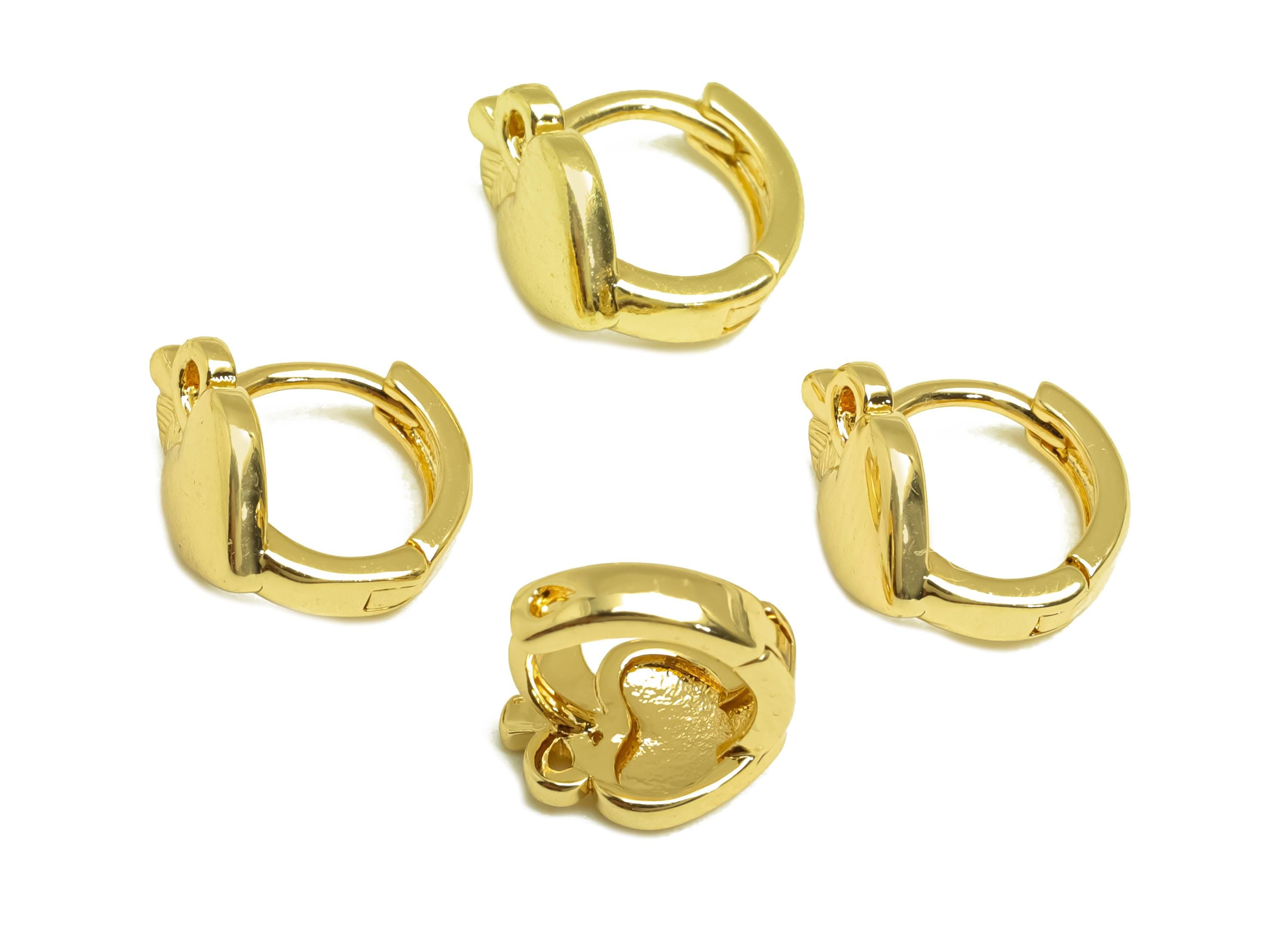 Brass Round Hoop Earring - Brass Apple Hoop Huggie Earring - Brass Mini Hoop Earring - 18K Real Gold Plating - 9.59x9.03x6.58mm - RGP8154 - DOMEDBAZAAR