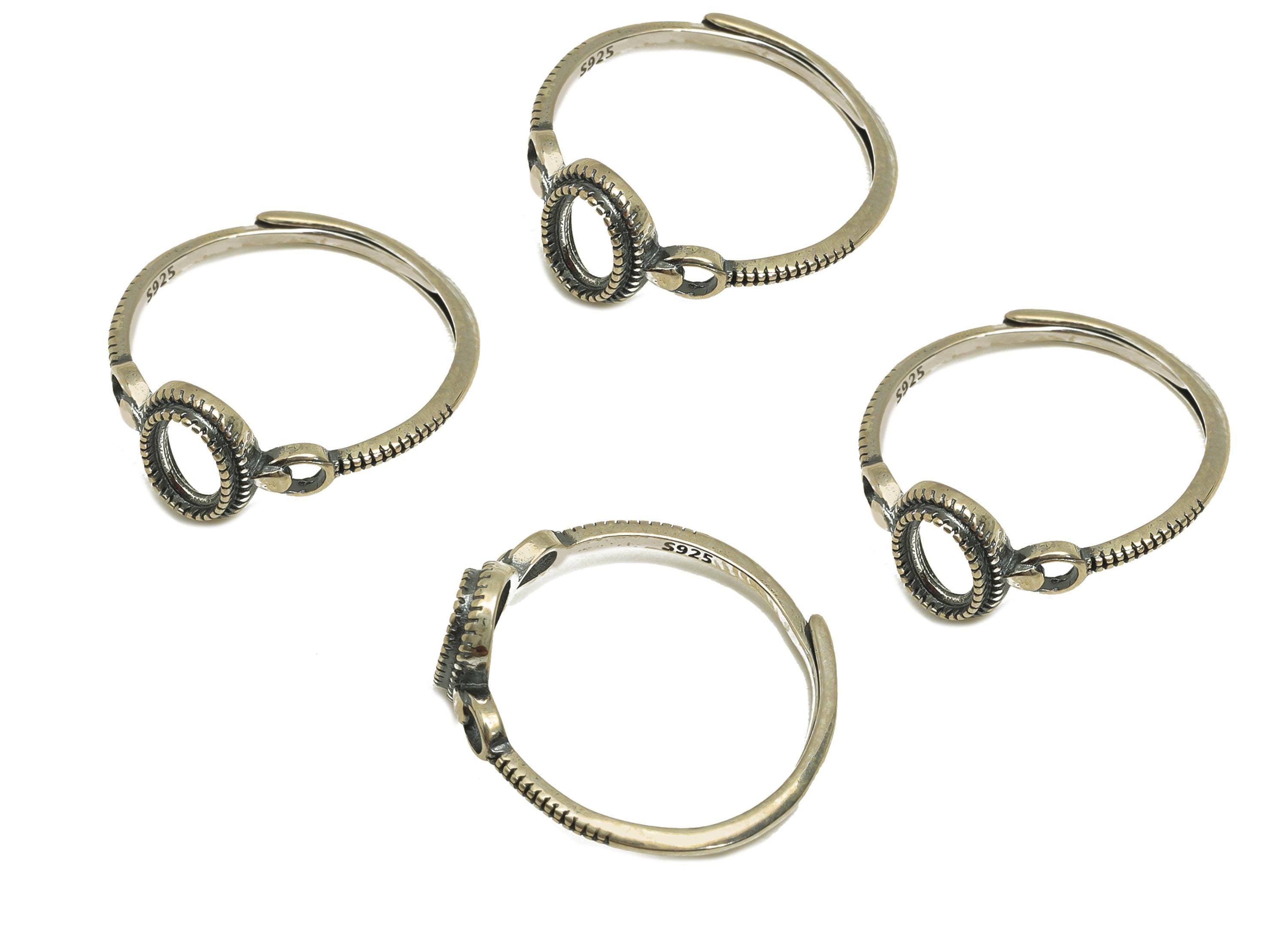 4x6mm Adjustable Oval Ring Setting - Silver Adjustable Ring - Textured Oval Ring - For Jewelry - 925 Silver Sterling Silver - RGP7381 - DOMEDBAZAAR