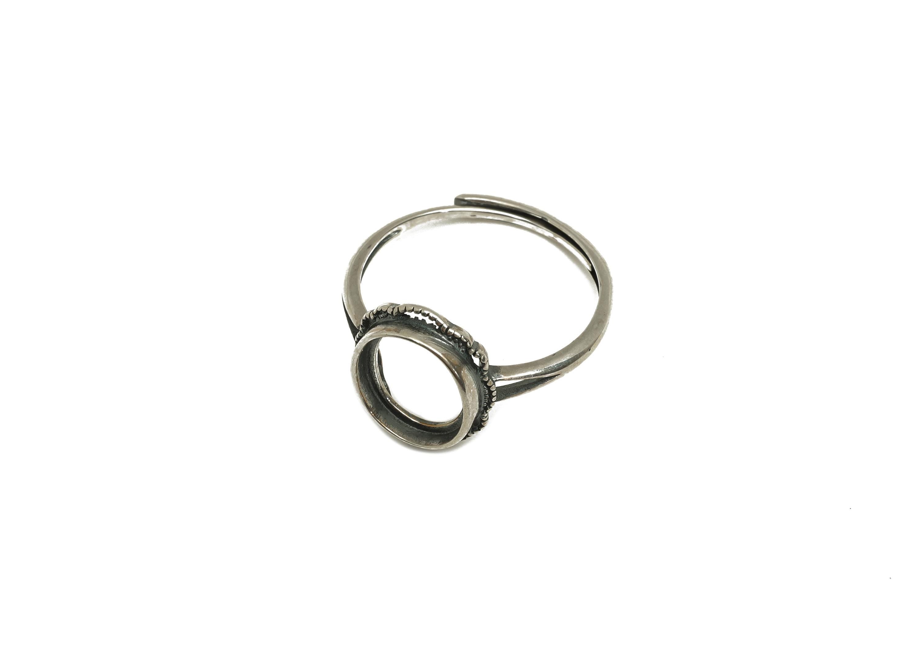 8X10mm Adjustable Oval Ring Setting - Lace Adjustable Ring - Textured Oval Ring - For Jewelry - 925 Silver Sterling Silver - RGP7392 - DOMEDBAZAAR