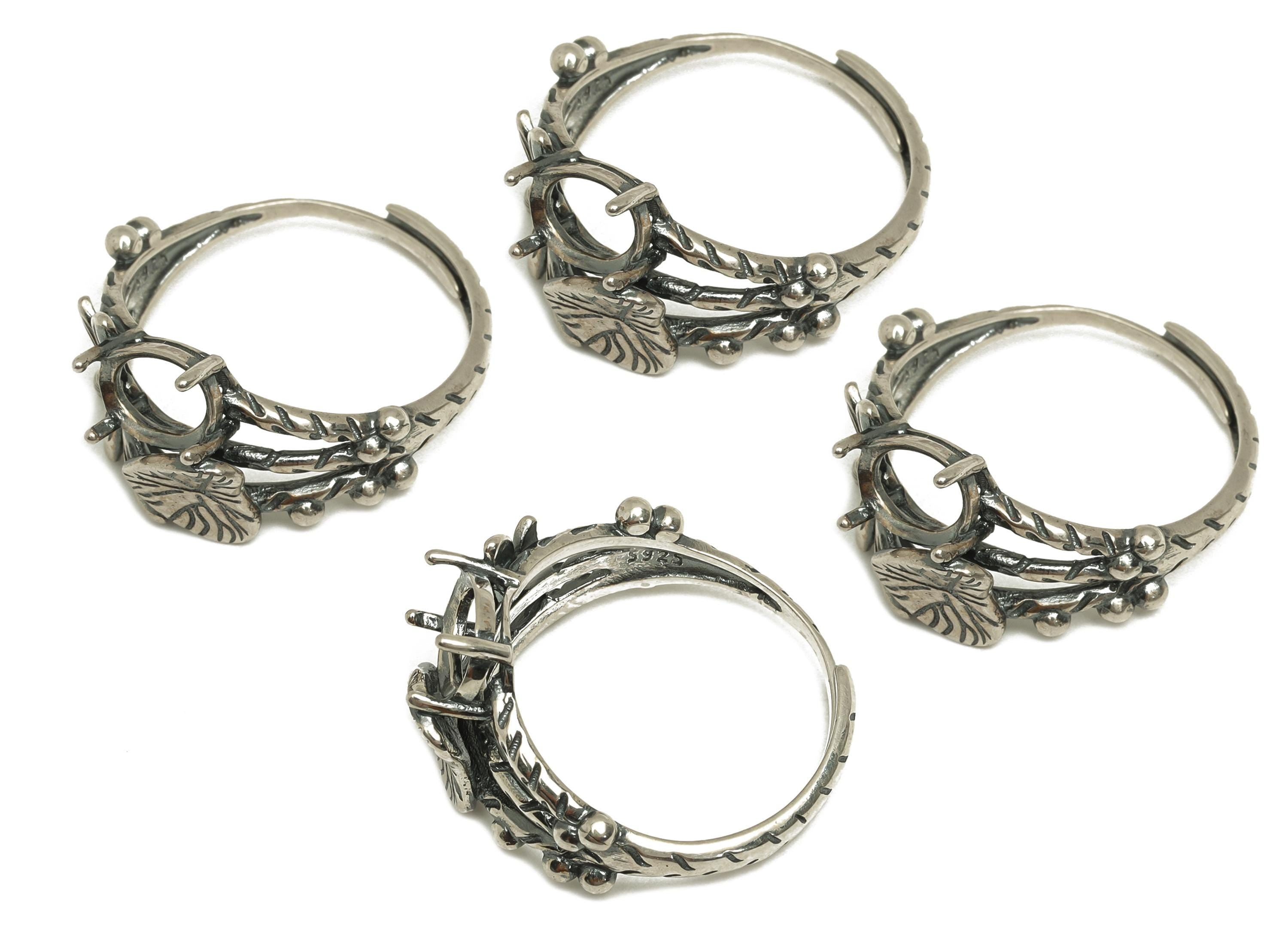 6x8mm Adjustable Setting Ring- Heart Dragonfly Adjustable Ring - Oval Hoop Ring - 925 Silver Sterling Silver - RGP7403 - DOMEDBAZAAR