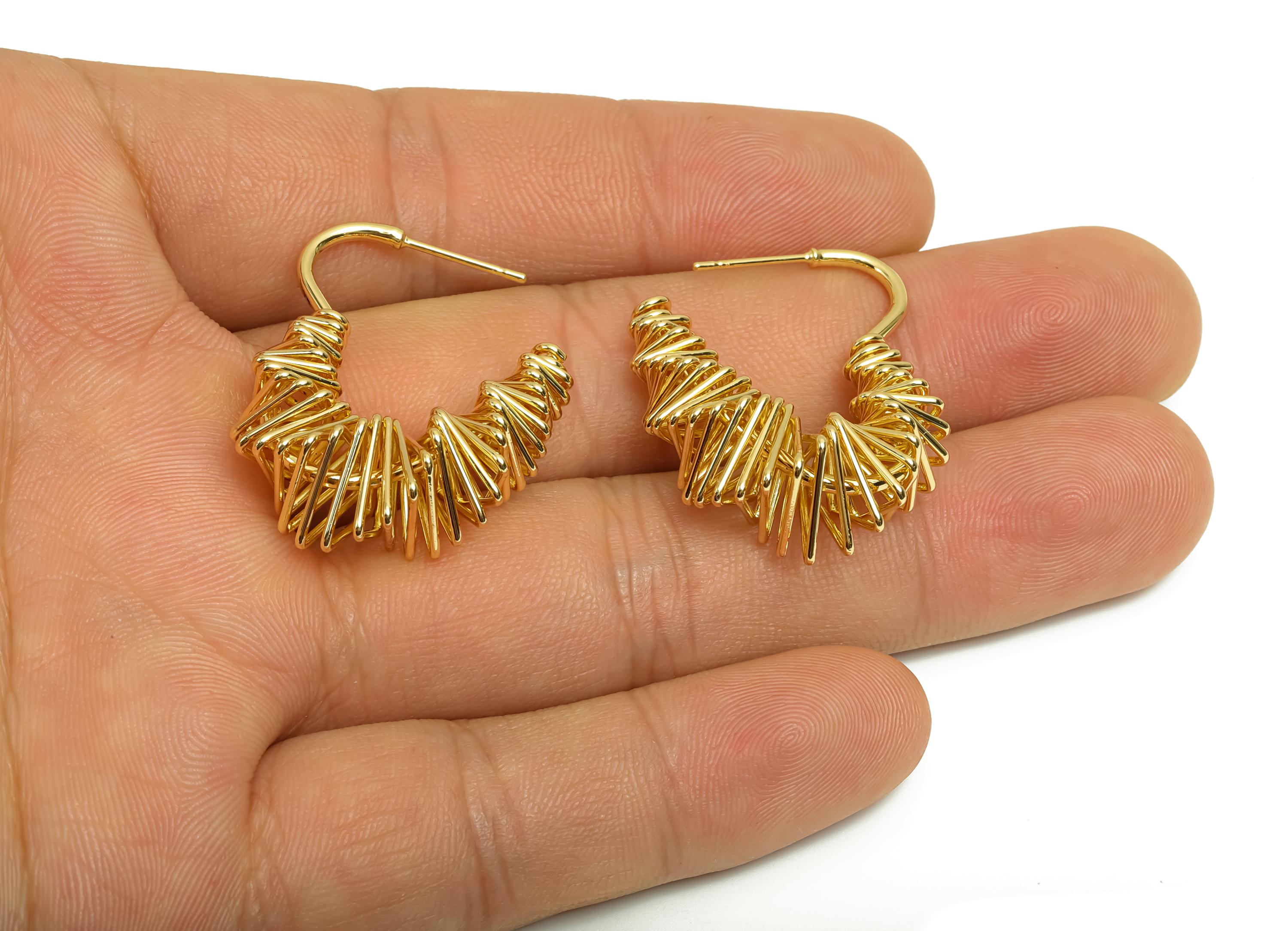 Brass Hoop Earring Post - Heart Hoop Earring Post - Twine Hoop Earring Post - Brass Hoop Earring - 18K Real Gold Plating - 32x10x1mm-RGP8014 - DOMEDBAZAAR