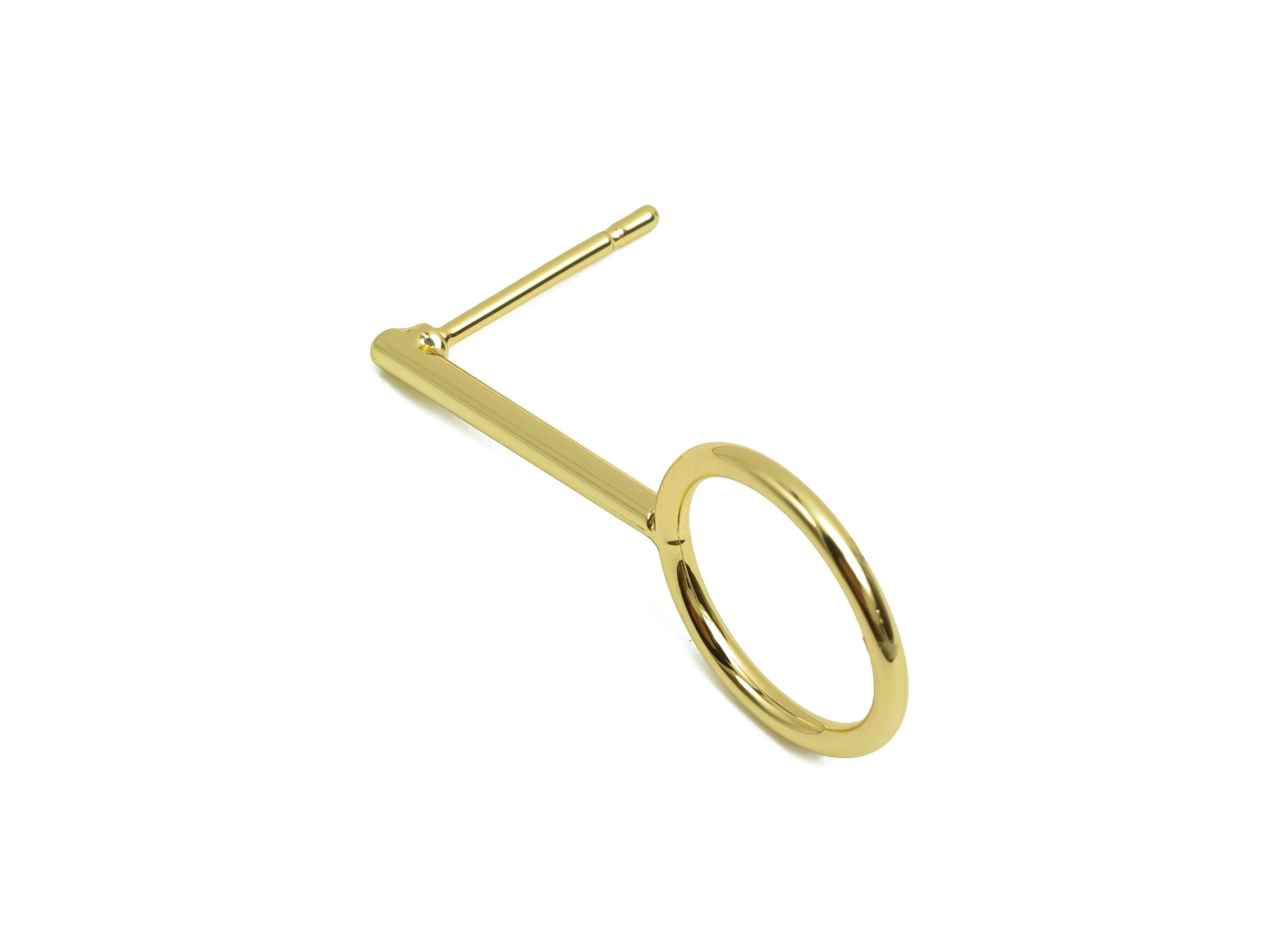 Brass Round Earring Post - Brass Geometry Earring Stud - Brass Stick Wire Earring Post - 18K Real Gold Plating - 28.94x11x1.48mm - RGP8015 - DOMEDBAZAAR