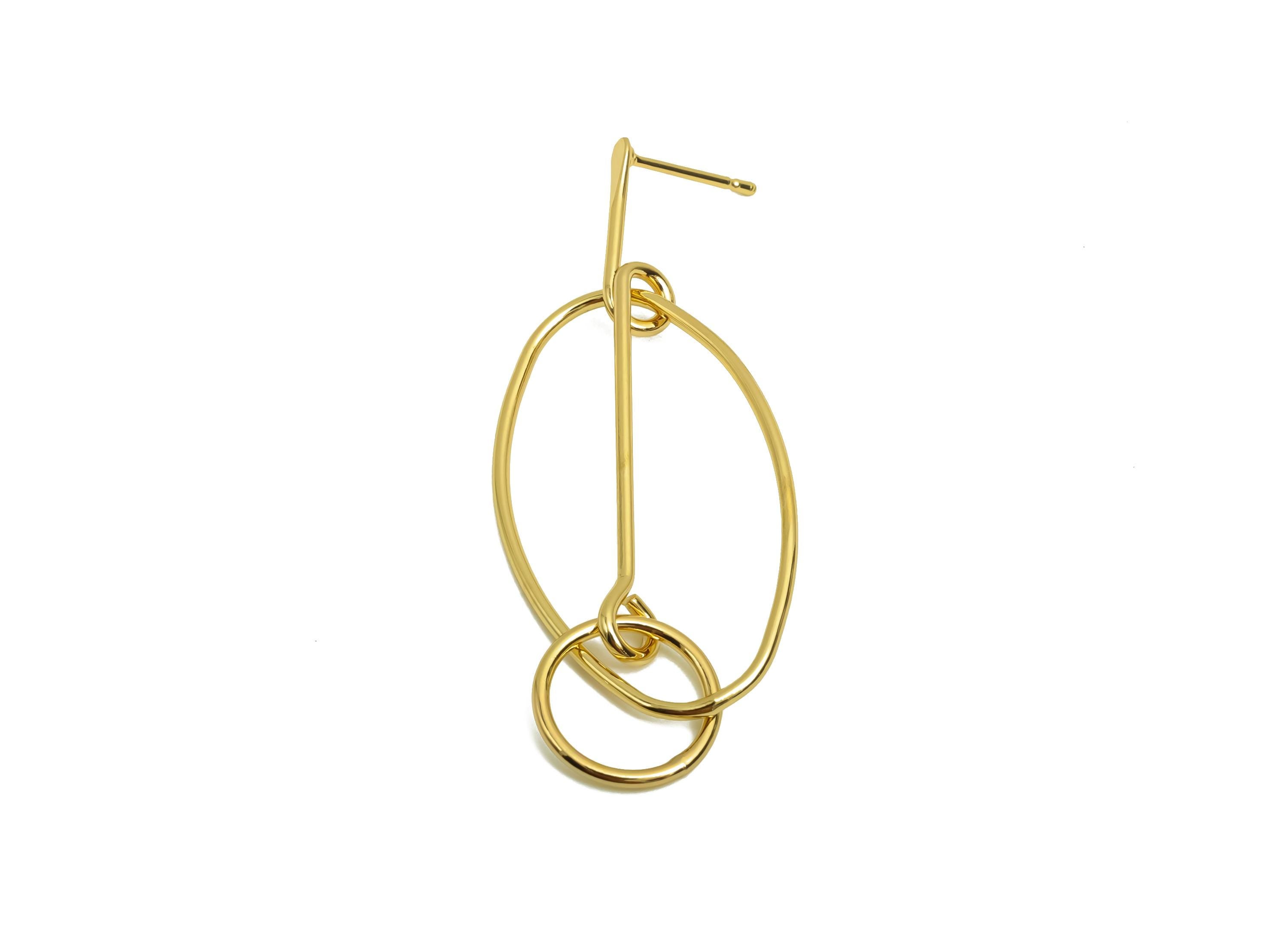 Brass Hammered Earring Post - Brass Dangle Oval Earring Stud - Geometry Earring Post - 18K Real Gold Plating - 54x19x1.15mm - RGP8025 - DOMEDBAZAAR