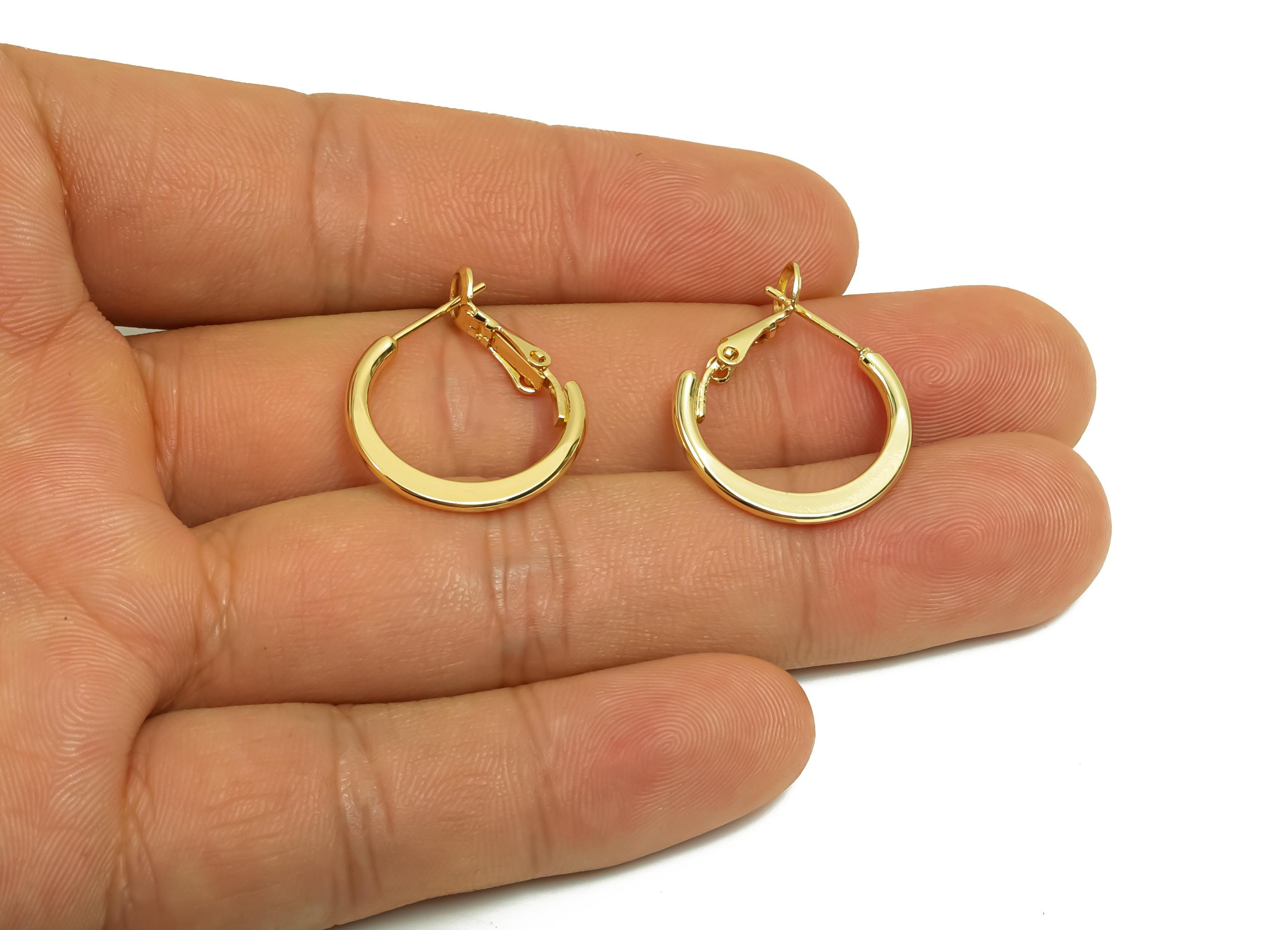 20mm Round Hoop Earring - Brass Clasp Back Earring - Brass Hoop Clasp Earring - 18K Real Gold Plating - 19x19x1.72mm - RGP8041-20 - DOMEDBAZAAR