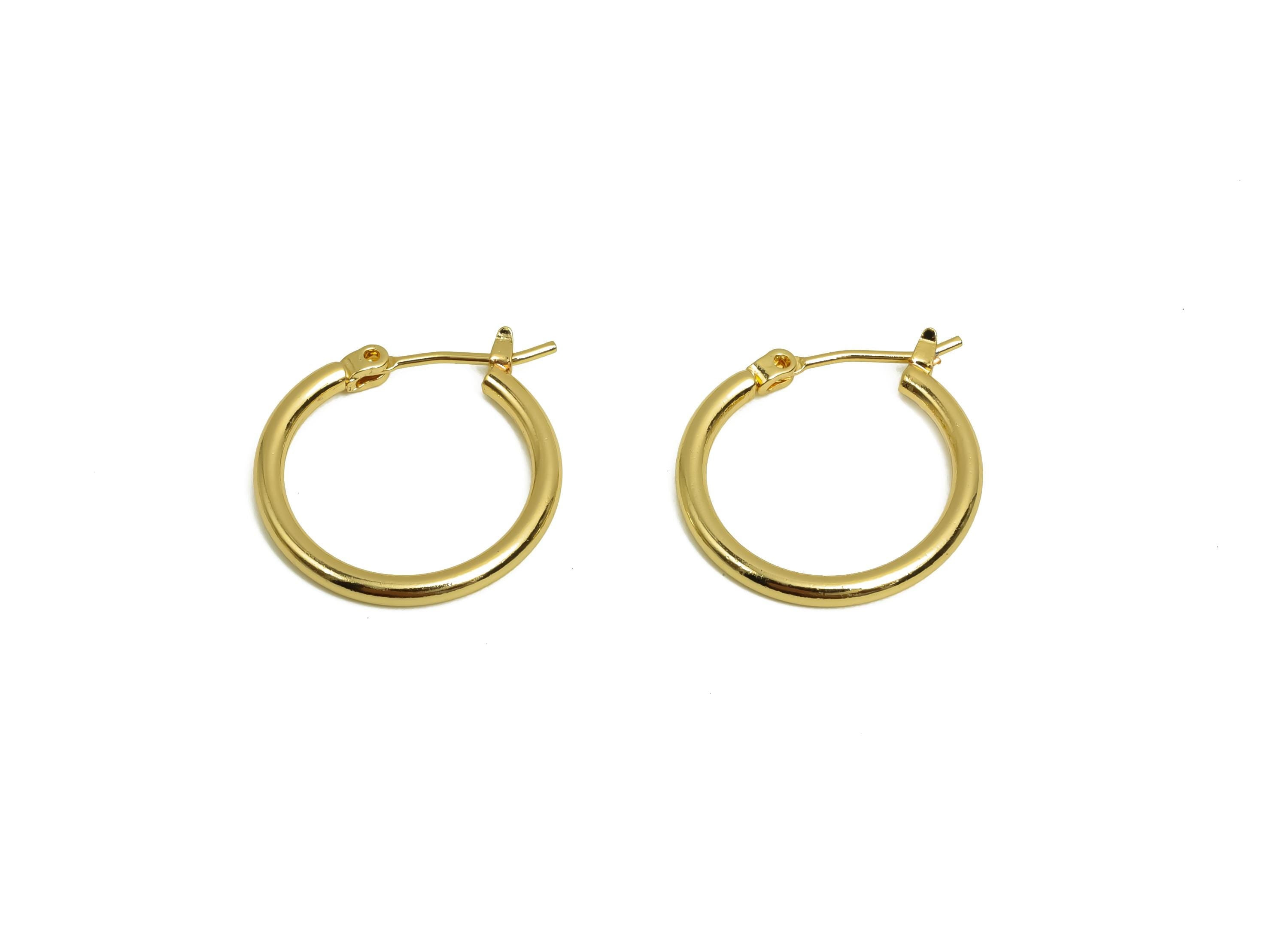 20mm Round Wire Hoop Earring - Brass Hinged Back Earring - Brass Circle Hinged Back Earring - 18K Real Gold Plating - 19x19x2mm - RGP8040-20 - DOMEDBAZAAR
