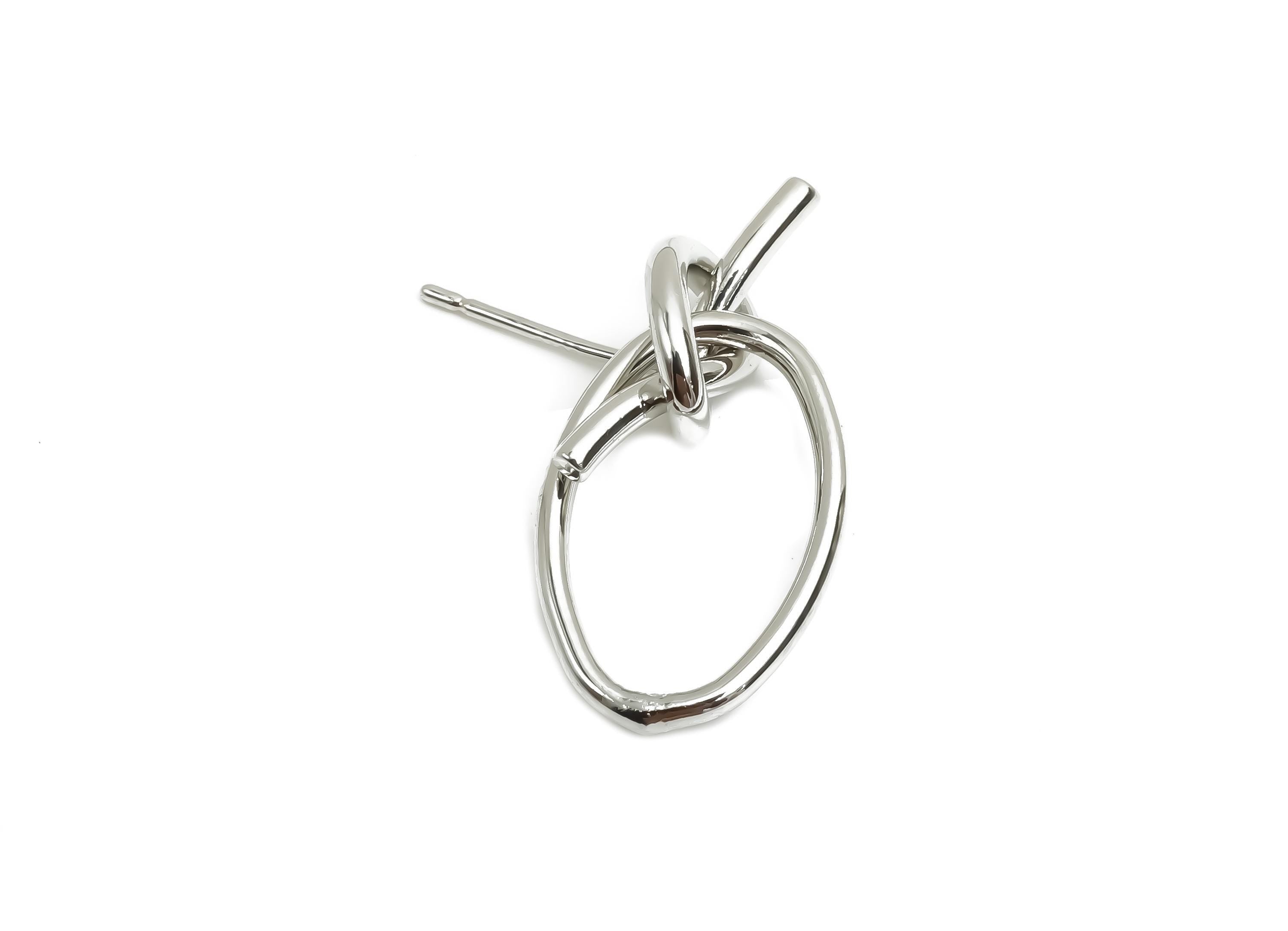Brass Knot Earring Post - Brass Oval Earring Post - Brass Geometry Earring Post - 18K Real White Gold Plating - 22.14x13x1.54mm - RGP8046 - DOMEDBAZAAR