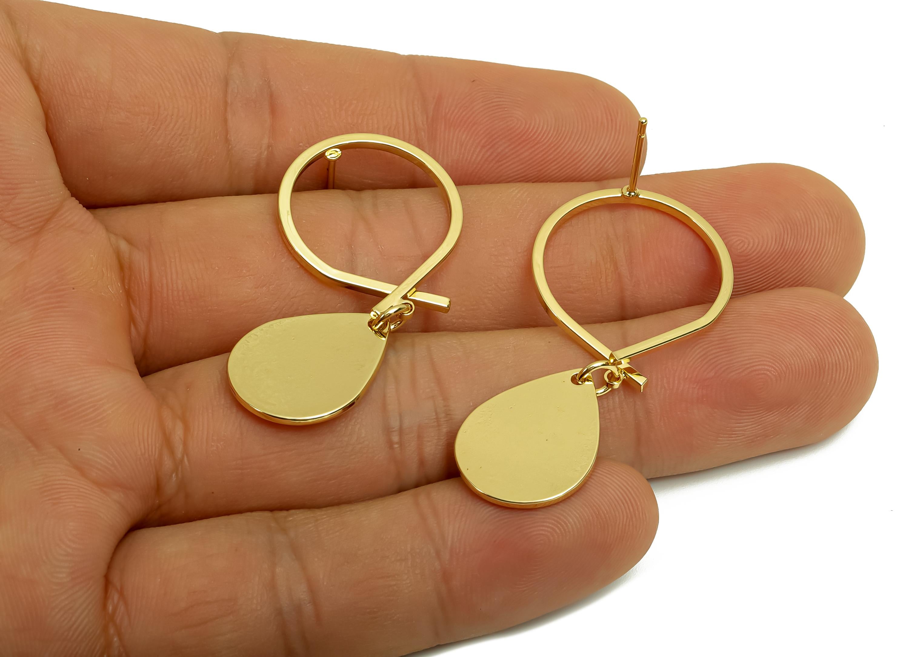 Brass Teardrop Earring Post - Brass Drop Earring Post - Brass Dangle Cross Earring Post - 18K Real Gold Plating - 44.62x20x1.29mm - RGP8022 - DOMEDBAZAAR