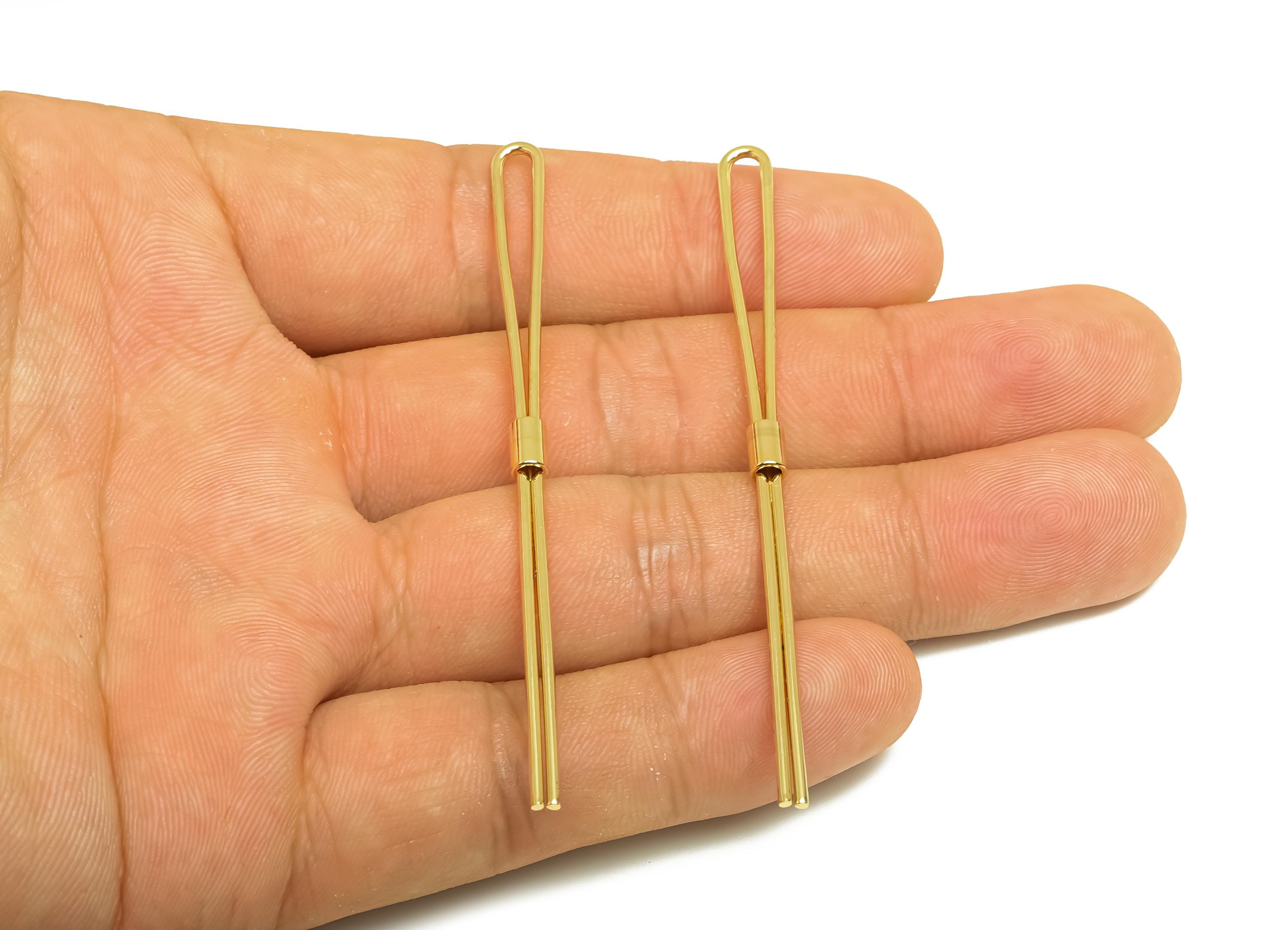 Brass Wire Bar Earring Charm - Gold Geometry Long Wire Earring Charm - Geometry Wire Charm - 18K Real Gold Plating - 74x5.37x1.04mm -RGP7926 - DOMEDBAZAAR