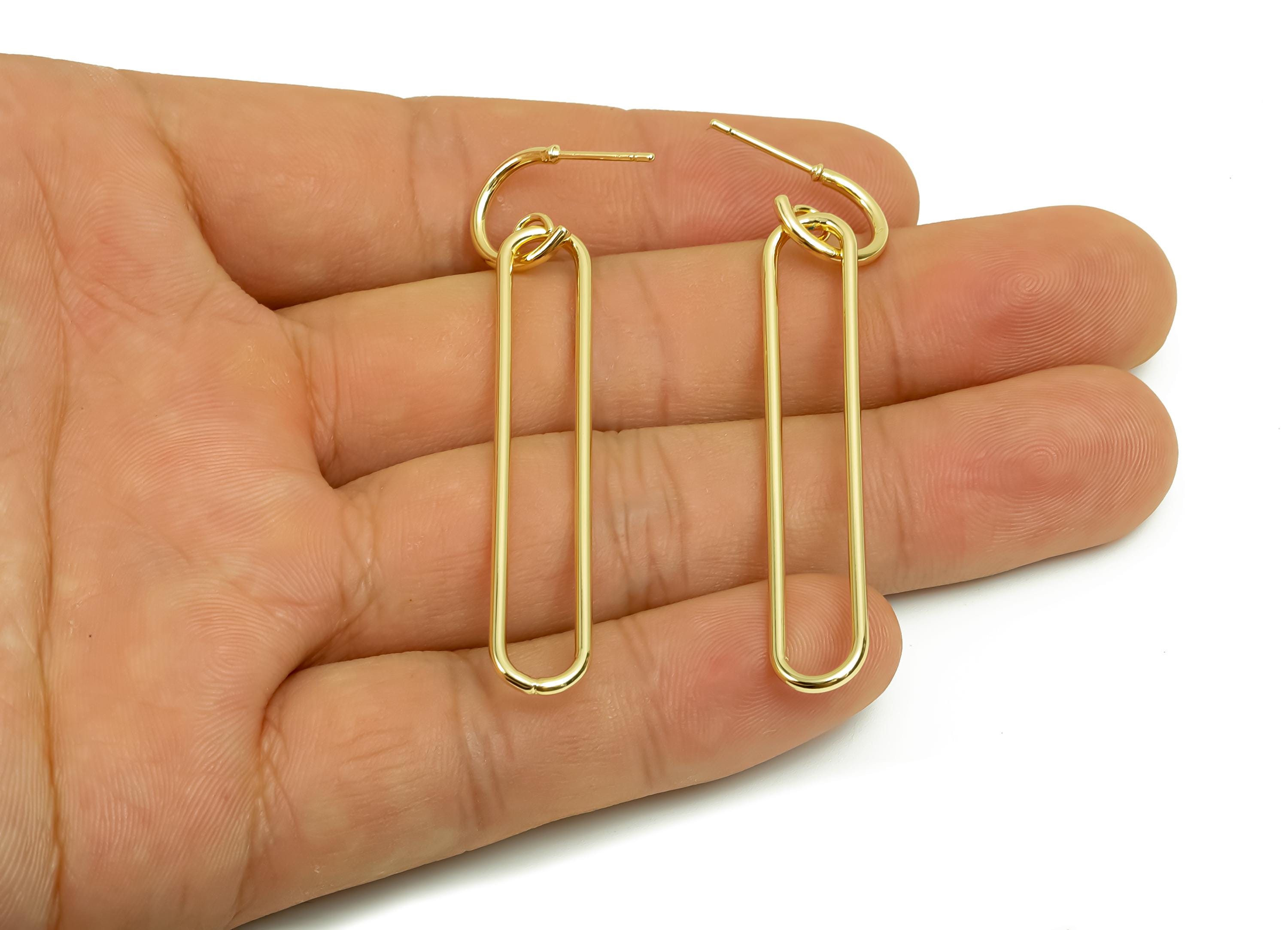 Brass Hoop Earring Post - Brass Oval Rectangel Earring Post - Brass Geometry Earring Post - 18K Real Gold Plating - 57.2x8x1.51mm - RGP8018 - DOMEDBAZAAR