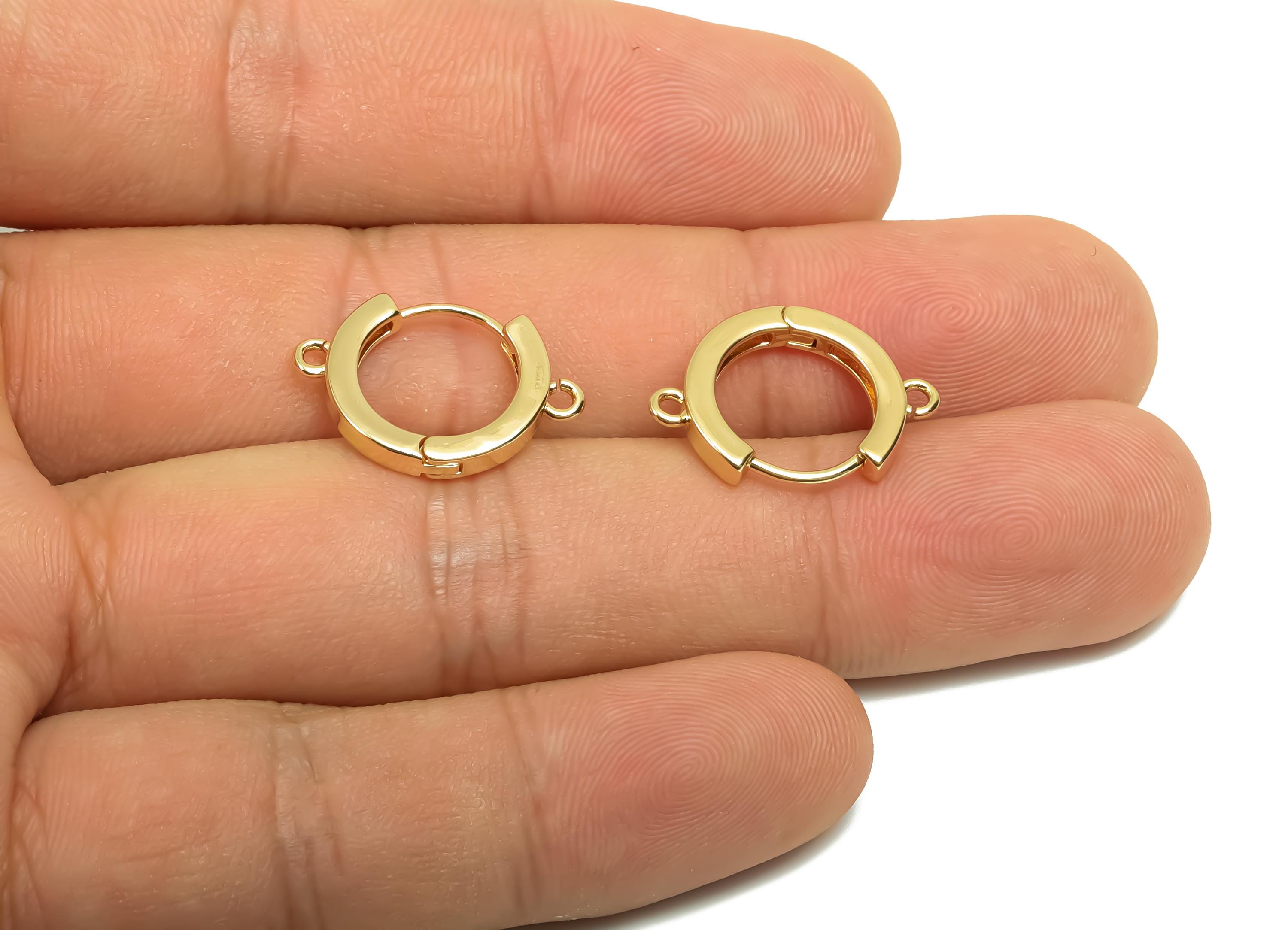 Brass Round Hoop Earring - Brass Huggie Hoop Earring - Brass Clasp Hoop Earring With Loop - 18K Real Gold Plating - 19x13x1.96mm- RGP8122 - DOMEDBAZAAR