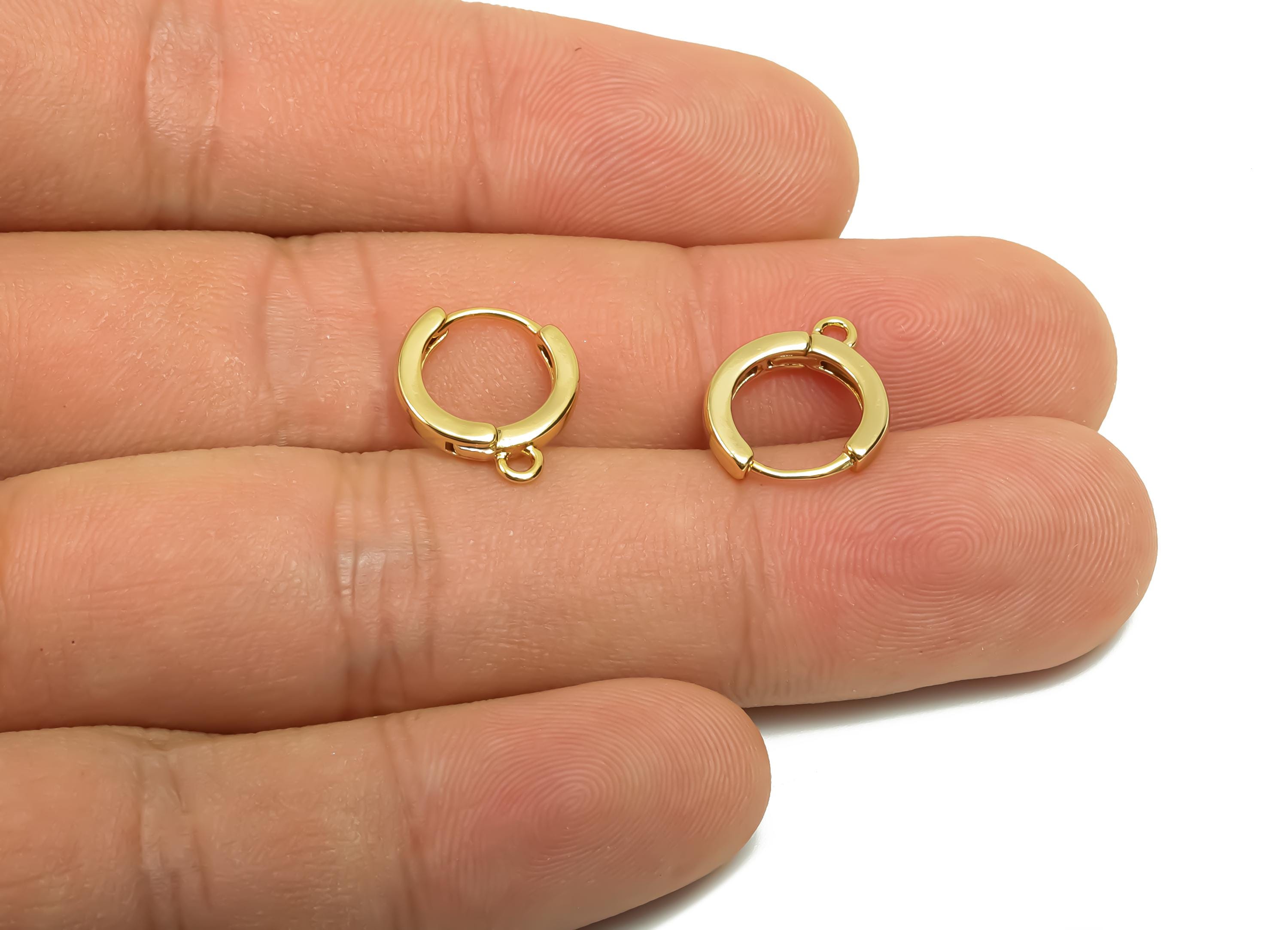 Brass Round Hoop Earring - Brass Huggie Hoop Earring - Brass Mini Hoop Earring With Loop - 18K Real Gold Plating -13.8x11.7x1mm - RGP8119 - DOMEDBAZAAR