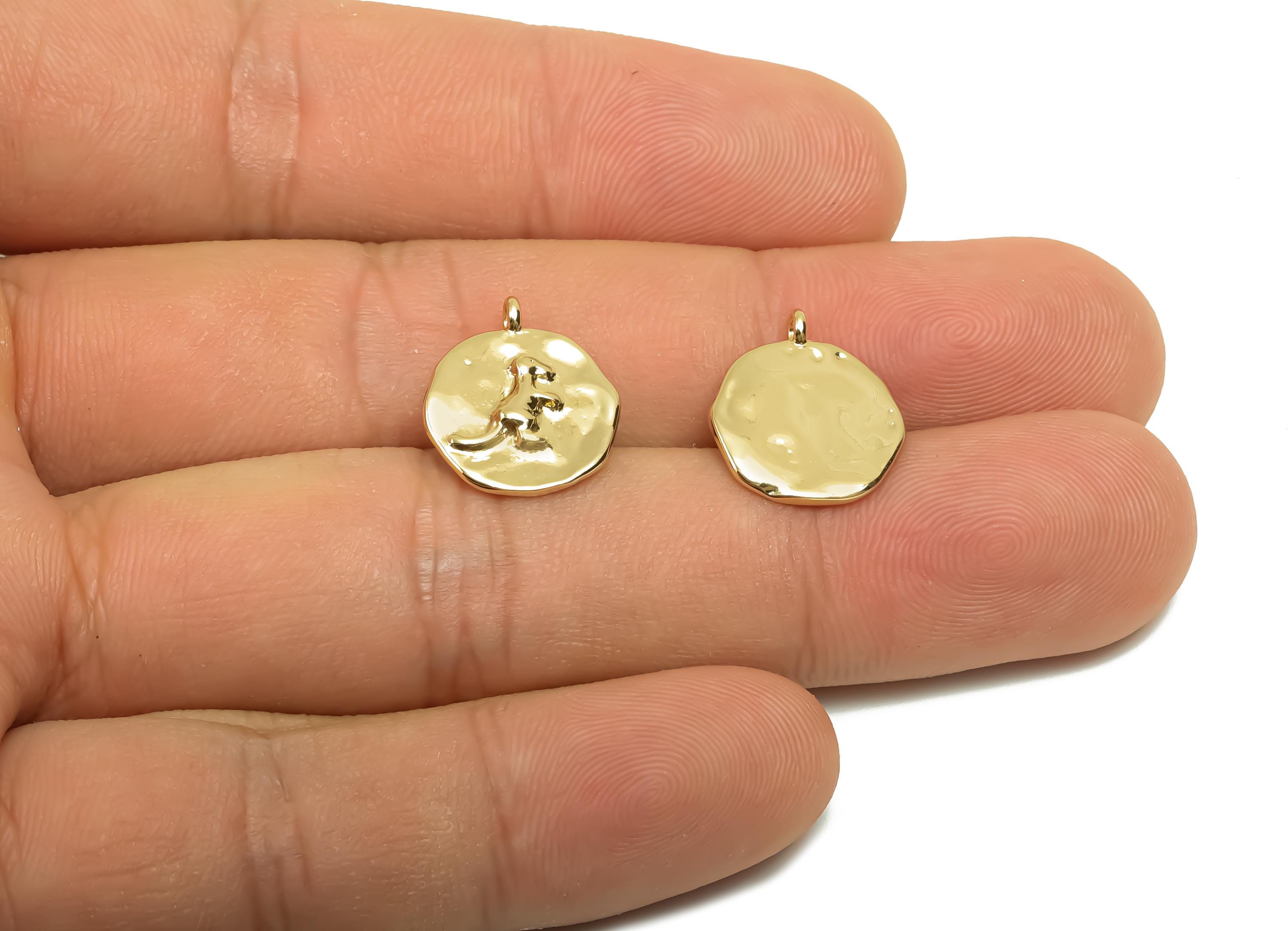 Brass Dinosaur Earring Charm - Brass Hammered Earring Charm - Animal Earring Charm - 18K Real Gold Plating - 15x13.1x2.33mm - RGP8130 - DOMEDBAZAAR