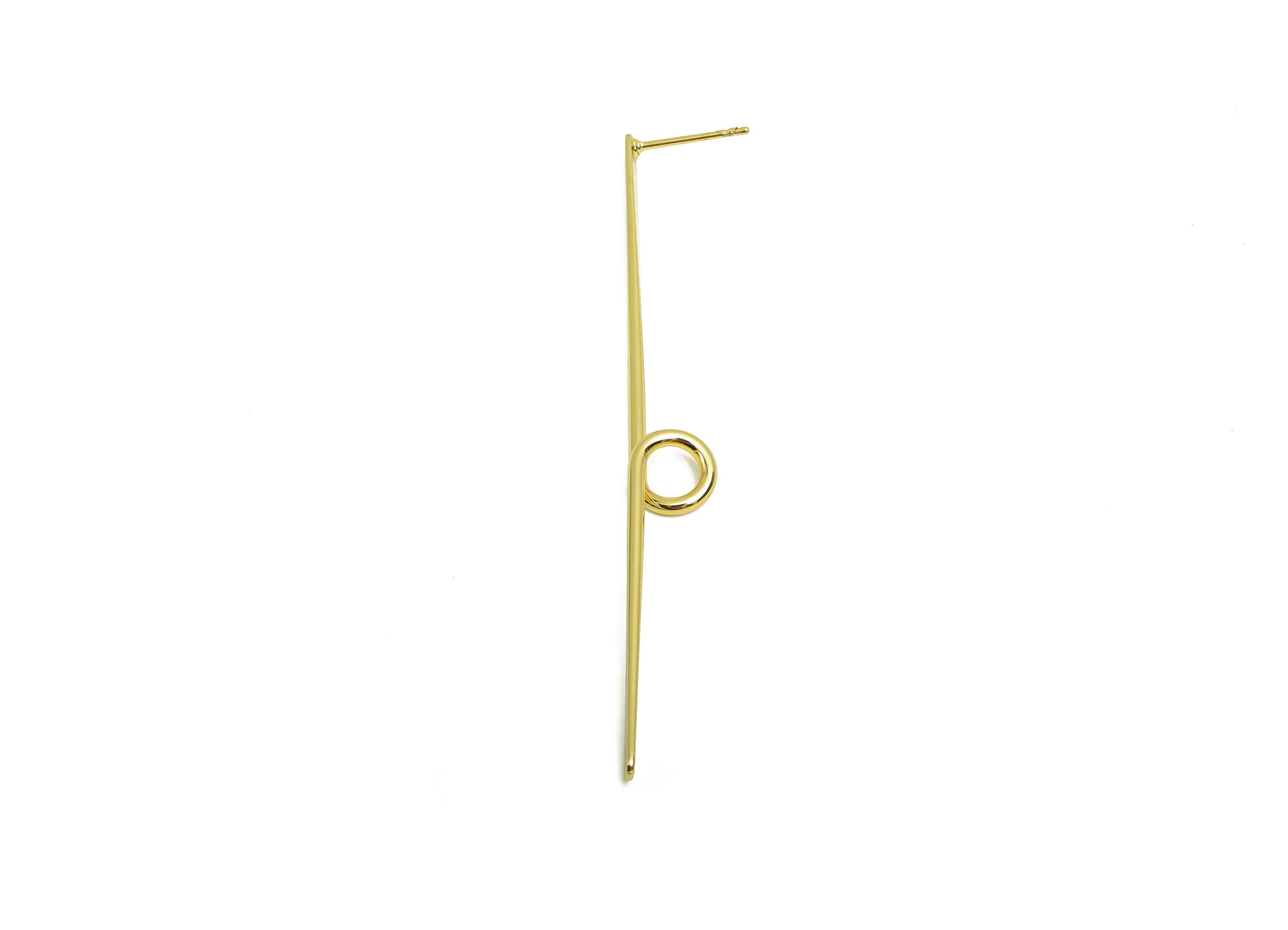 Brass Hammered Wire Earring Post - Brass Stick Knot Earring Post - Twisted Wire Earring Post - 18K Real Gold Plating - 71x2x0.75mm - RGP8028 - DOMEDBAZAAR
