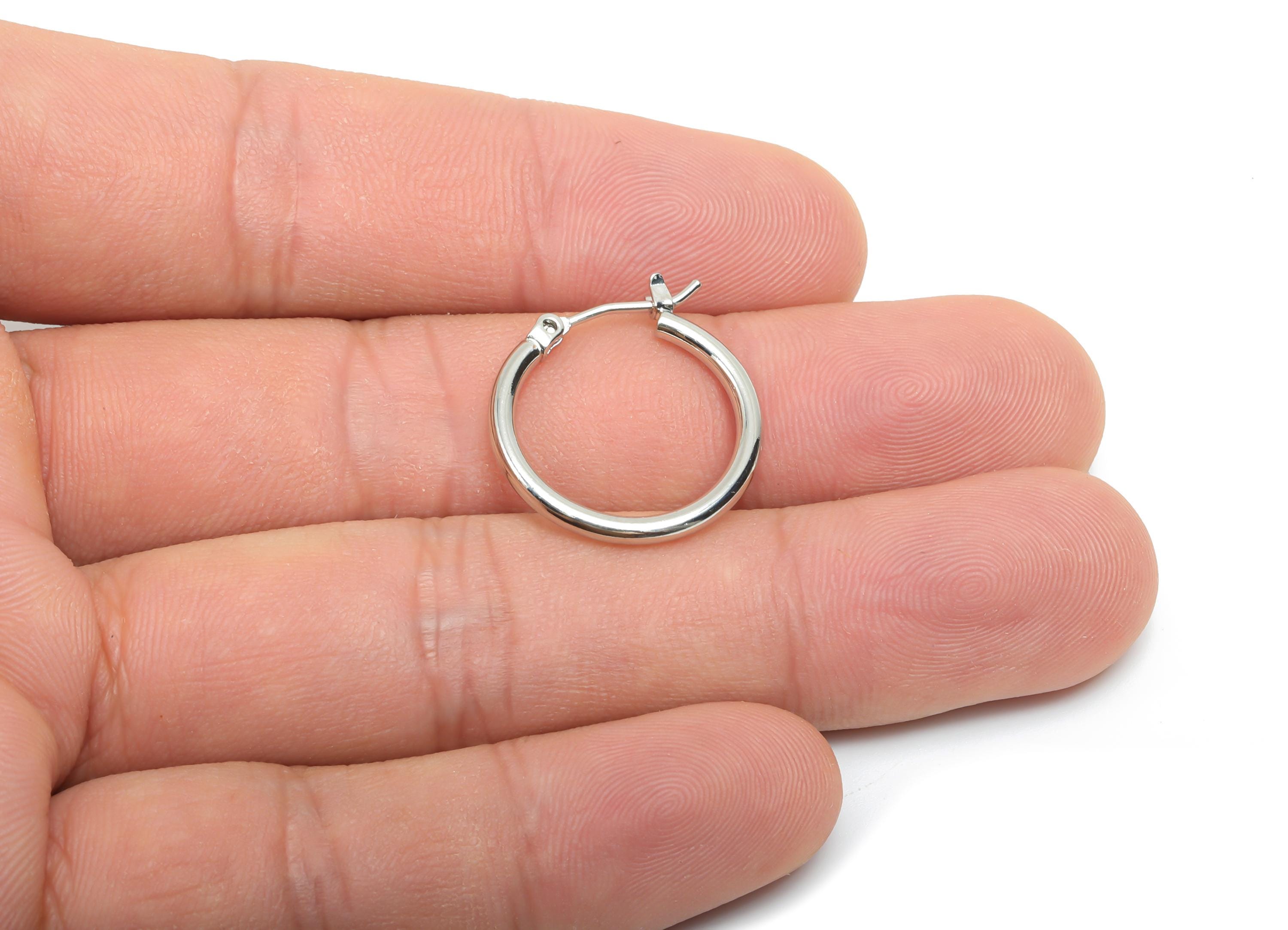 20mm Round Wire Hoop Earring - Brass Hinged Back Earring - Circle Hinged Back Earring - 18K Real White Gold Plating - 19x19x2mm -RGP8103-20 - DOMEDBAZAAR