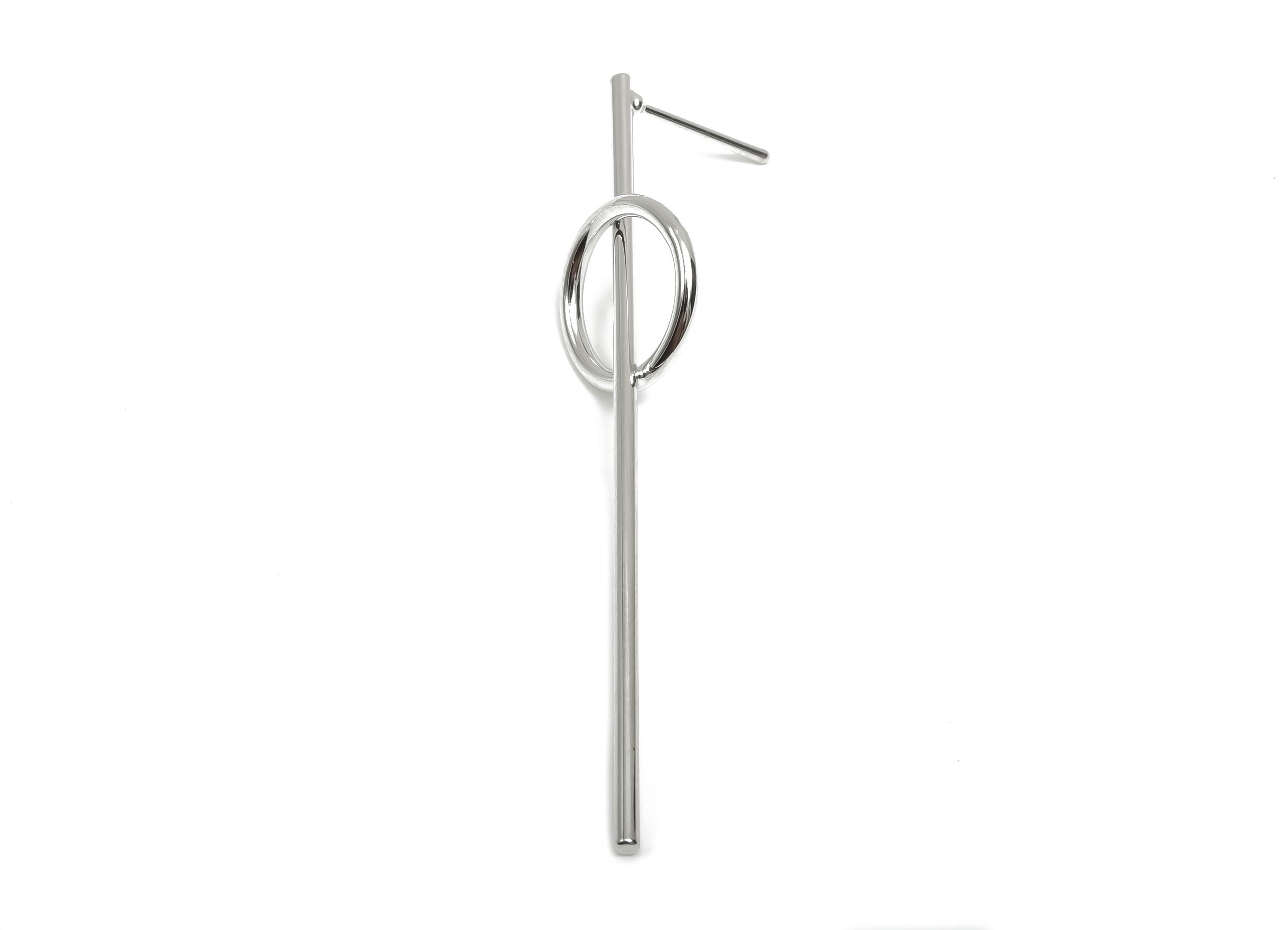 Brass Round Earring Post - Brass Stick Earring Post - Brass Geometry Earring Post - 18K Real White Gold Plating - 56x13x1.31mm - RGP8094 - DOMEDBAZAAR