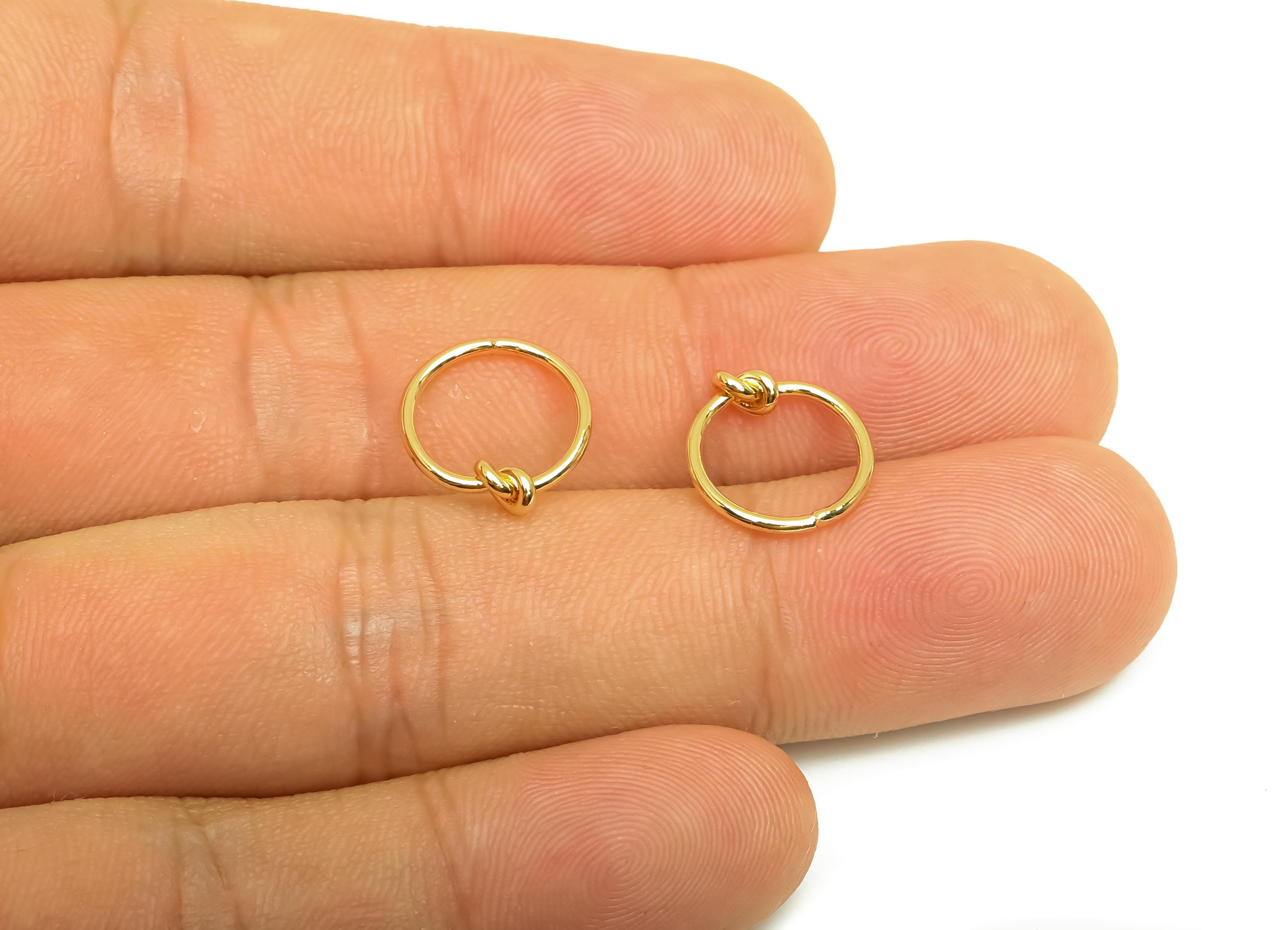 Brass Knot Ring - Gold Mini Knot Earring Charm - Round Tiny Irregular Knot Connector - 18K Real Gold Plated - 13.06x11.74x0.88mm - RGP7946 - DOMEDBAZAAR
