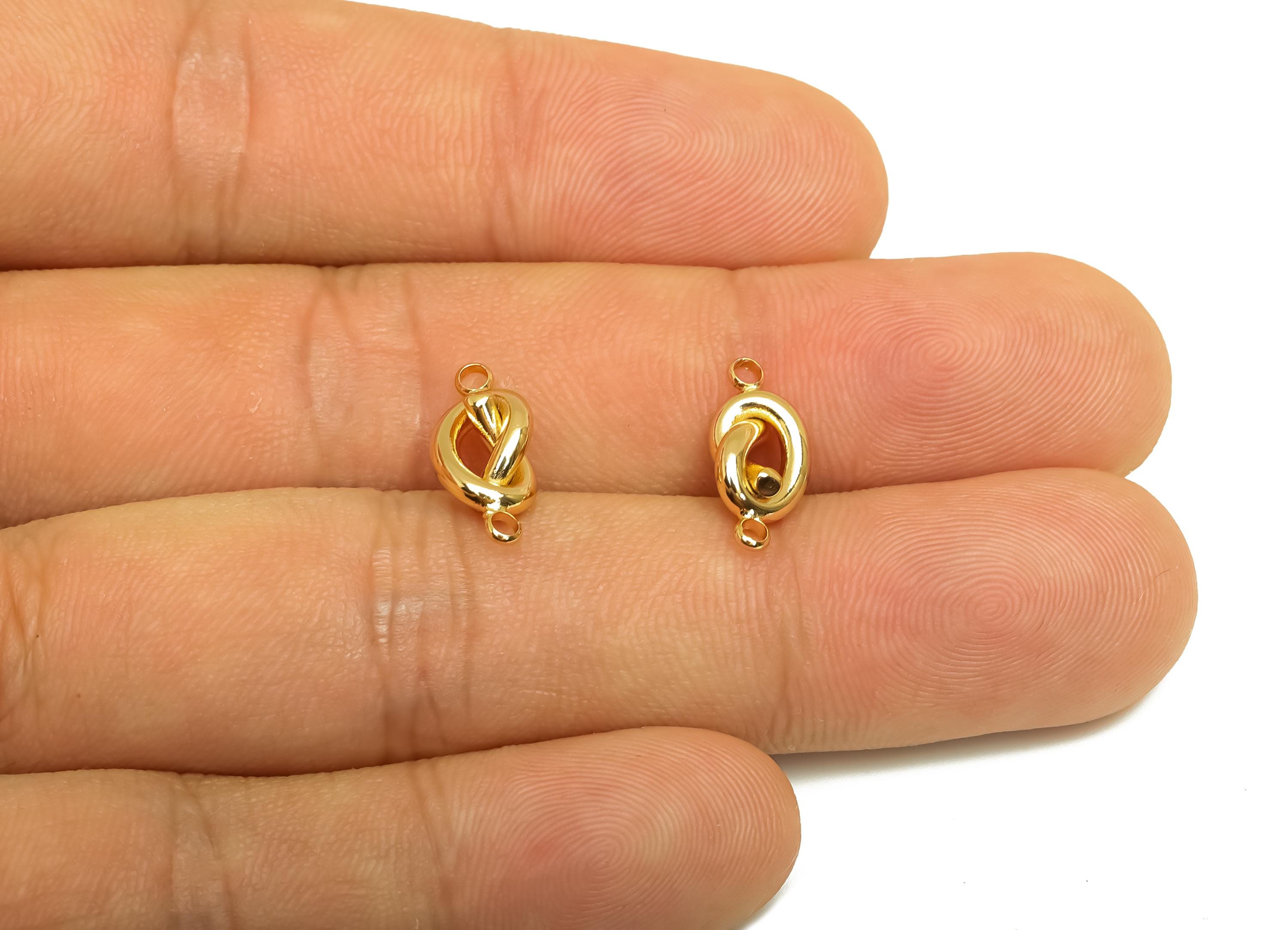 Brass Knot Connector - Gold Mini Knot Earring Charm - Necklace Connector - For Bracelet - 18K Real Gold Plating - 14.77x6.52x1.8mm - RGP7947 - DOMEDBAZAAR