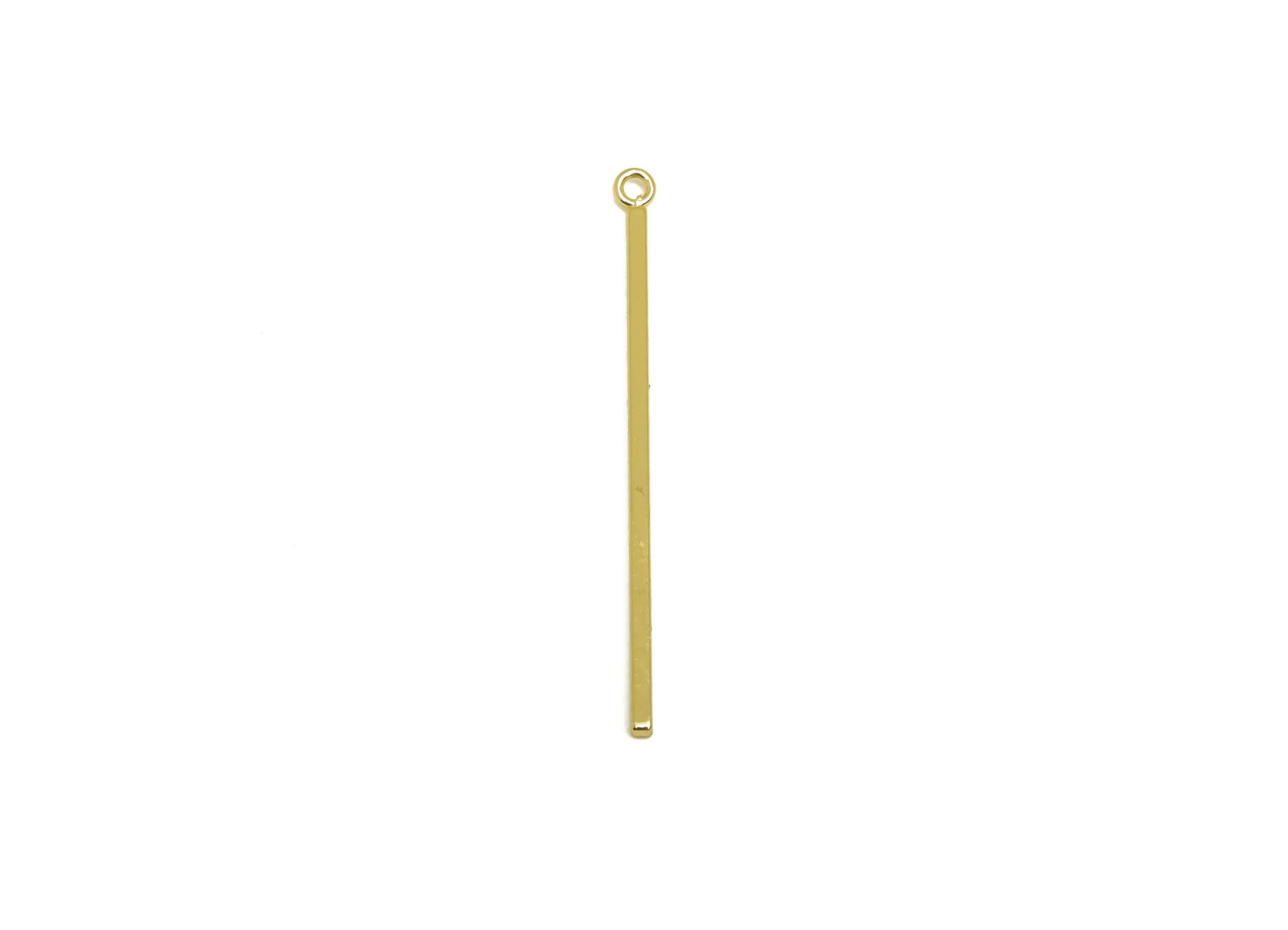 Brass Bar Earring Charm - Gold Smooth Bar Pendant - Minimalist Strip Bar Earring Charm - 18K Real Gold Plated - 31.96x2x0.85mm - RGP7948 - DOMEDBAZAAR