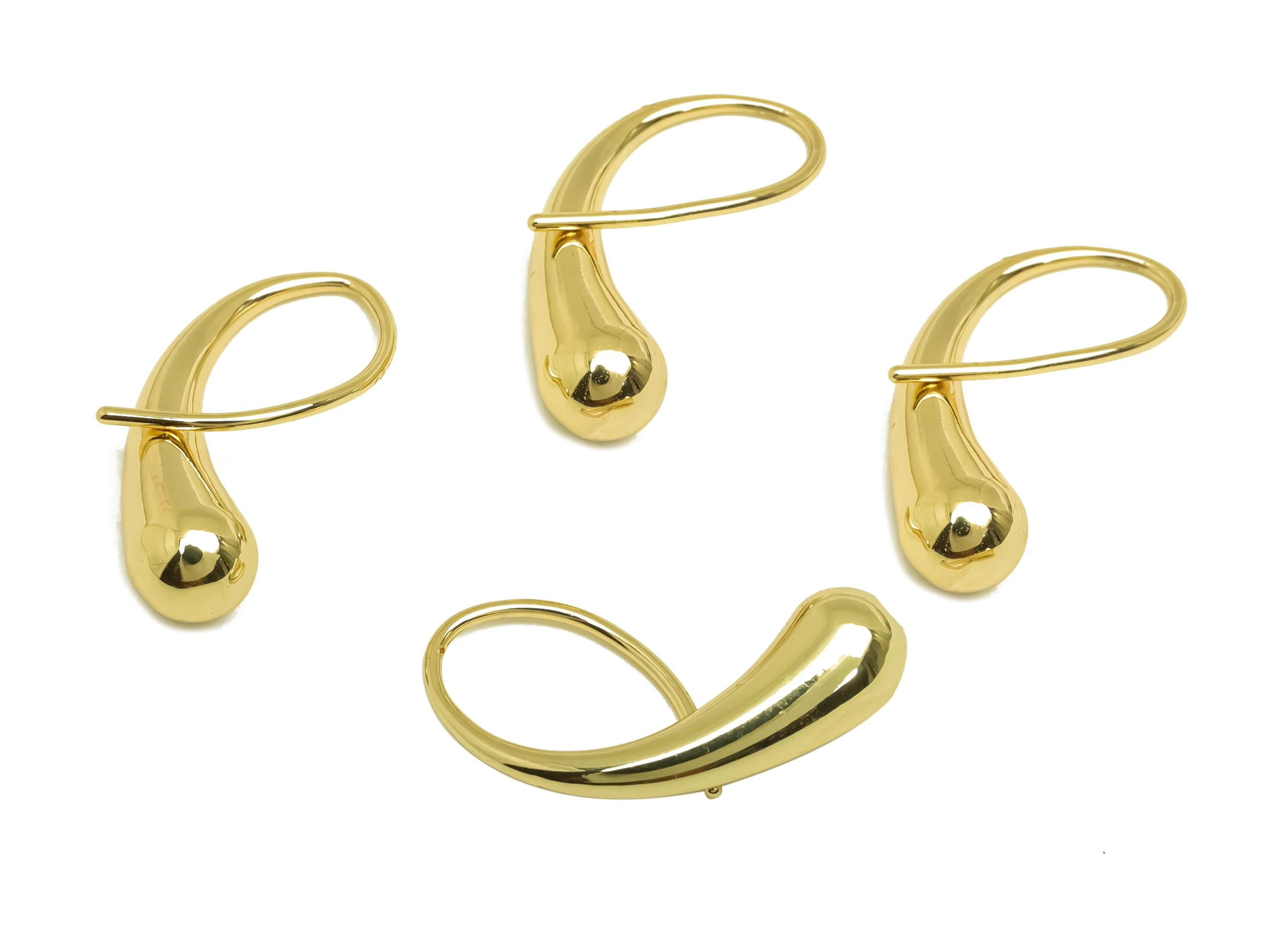 Brass Teardrop Earring Wire - Gold Mini Drop Earring Hook - Textured Teardrop Ear Wire - 18K Real Gold Plated - 21.05x13x1.82mm - RGP7949 - DOMEDBAZAAR