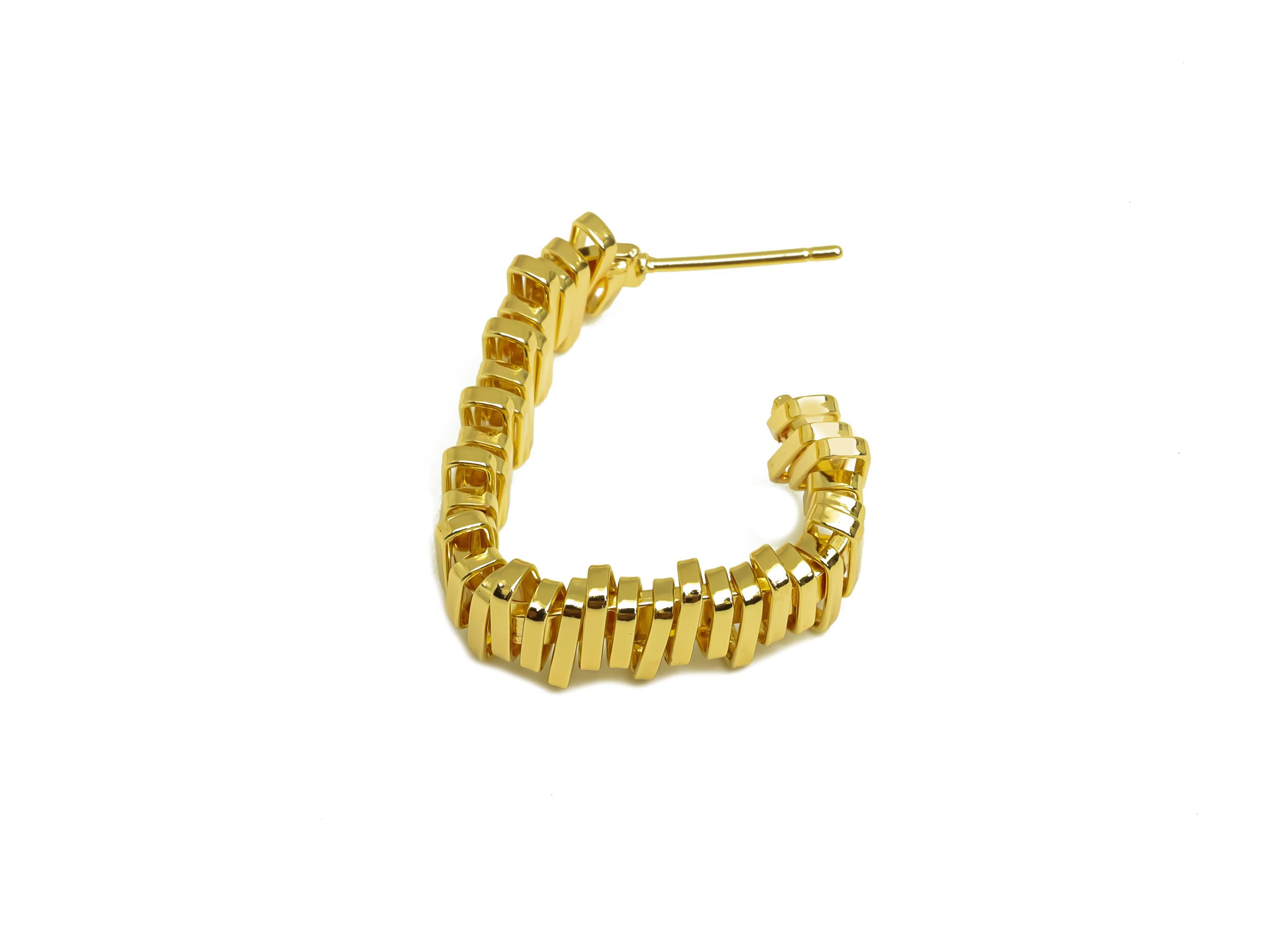 Brass Triangle Ear - Gold Open Triangle Ear Stud - Textured Open Triangle Earring Post - 18K Real Gold Plated - 26.1x22.18x2.92mm - RGP7957 - DOMEDBAZAAR