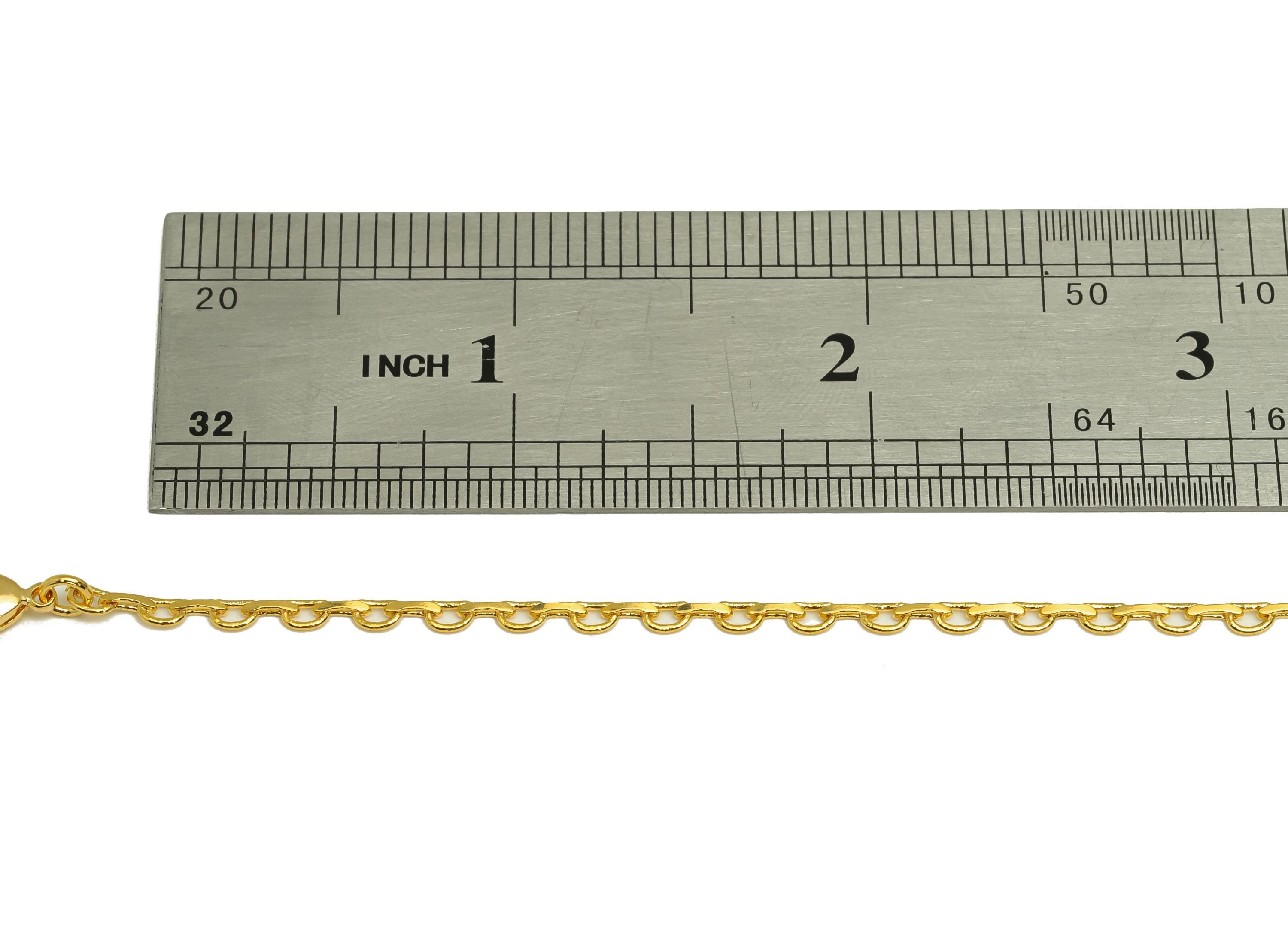 2.1mm Finished Link Chain - Gold 41.5+5.5cm Finished Link Chain - Brass Finished Link Necklace Chain - 18K Real Gold Plating - RGP7482 - DOMEDBAZAAR
