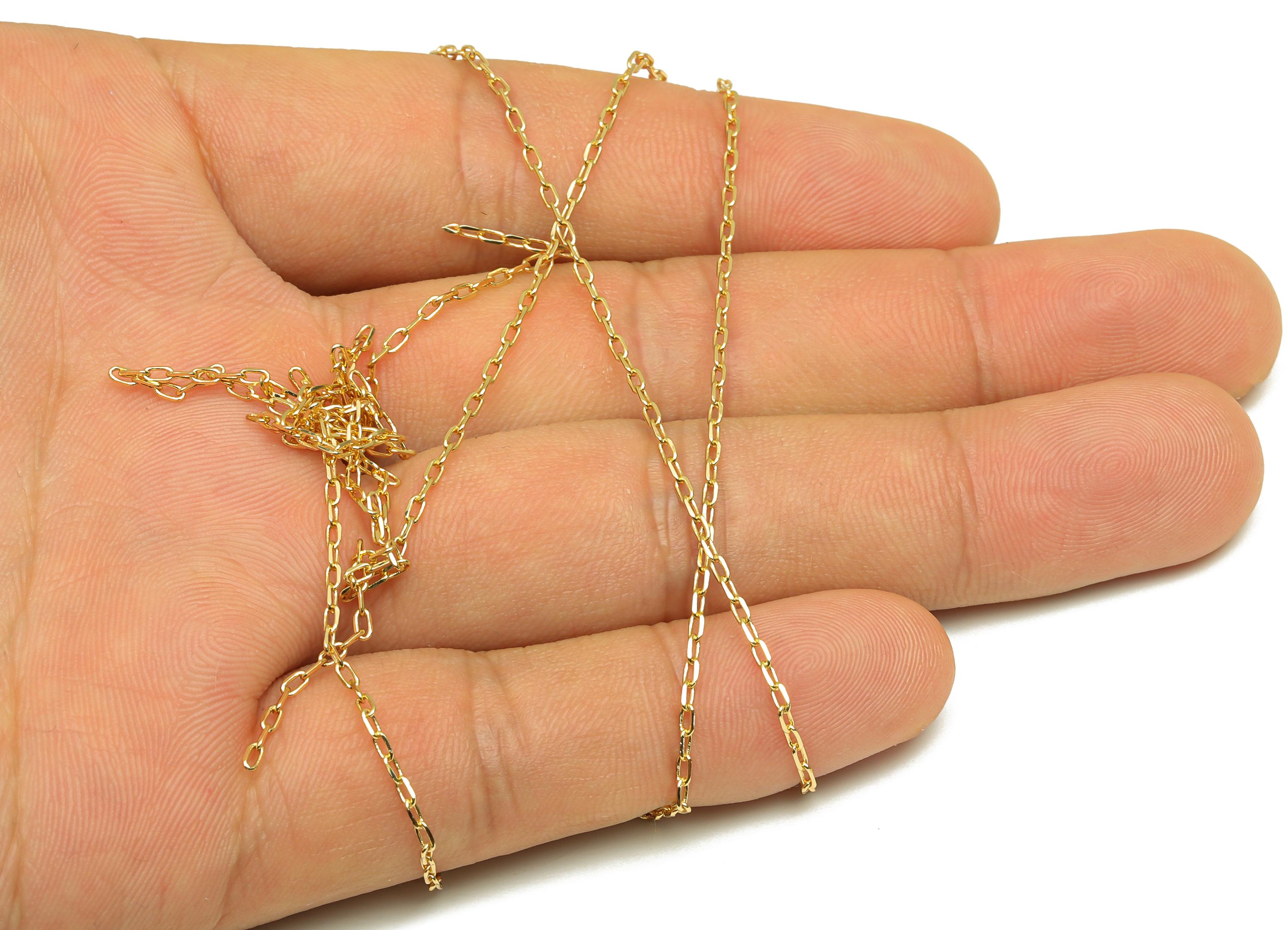 2.6mm Faceted Cable Chain - Brass 0.245 Faceted Cable Necklace Chain - Gold Rectangle Cable Bracelet Chain - 18K Real Gold Plated - RGP7486 - DOMEDBAZAAR