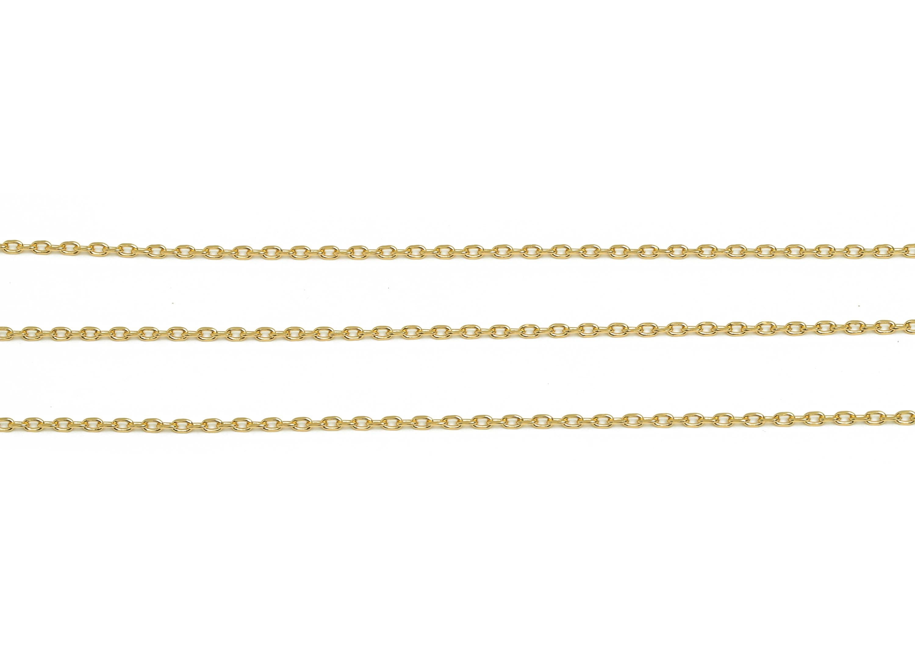 2.7mm Faceted Cable Chain - Brass 0.245 Faceted Cable Necklace Chain - Gold Rectangle Cable Bracelet Chain - 18K Real Gold Plating - RGP7490 - DOMEDBAZAAR