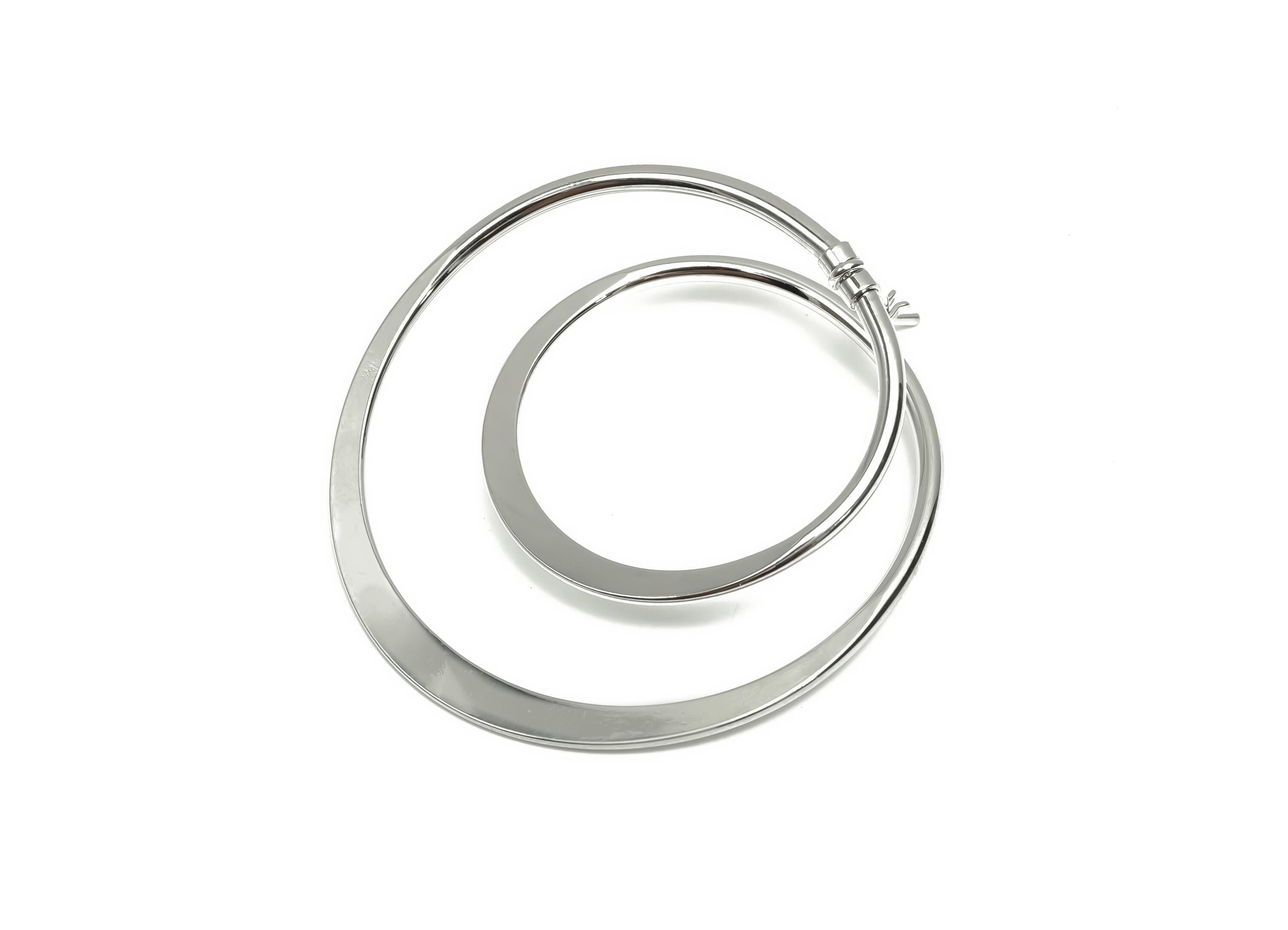 Hammered Hoop Earring - Brass Hinged Back Earring - Brass Hinged Back Hoop Earring - 18K Real White Gold Plating - 44.17x40x1.57mm - RGP8083 - DOMEDBAZAAR