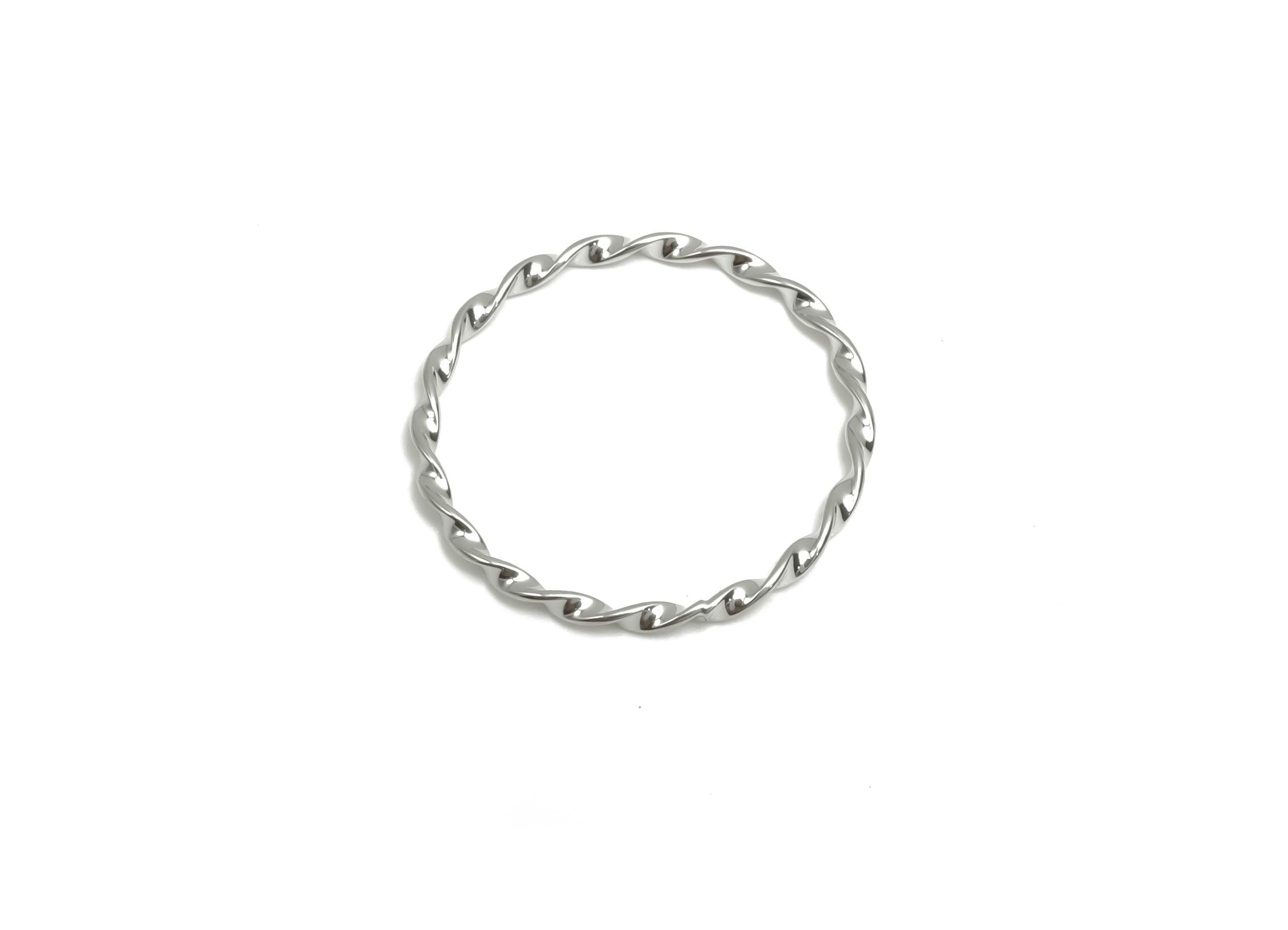 Brass Twisted Round Ring - Brass Wavy Hoop Ring - Brass Textured Round Ring - 18K Real White Gold Plating - 18.3x18.3x0.99mm - RGP8071 - DOMEDBAZAAR