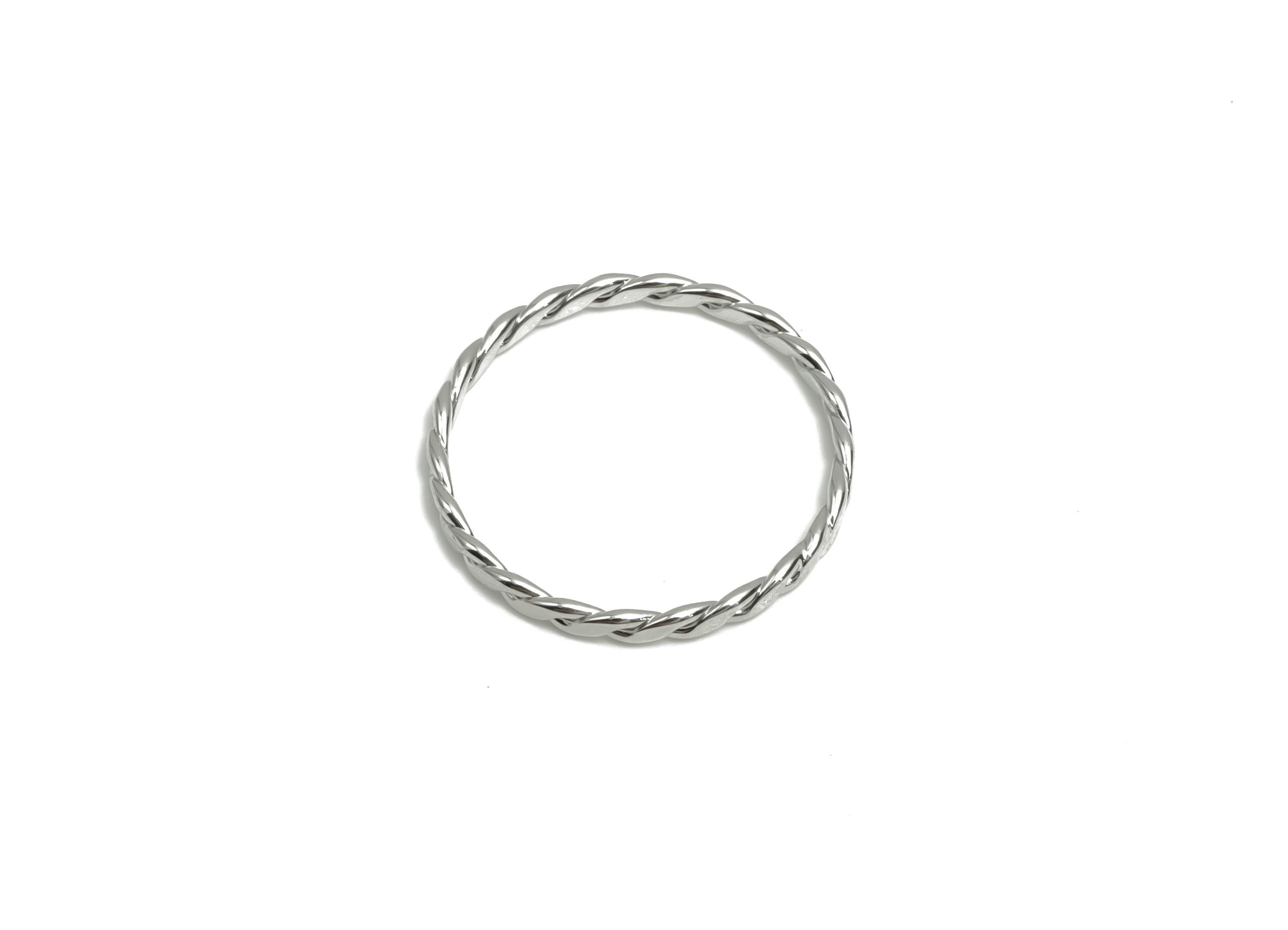 Hammered Twisted Chian Ring - Ring Settings - Brass Chain Rings - Rope Chian Rope Rings - 18K Real White Gold Plating - 20x20x1mm - RGP8077 - DOMEDBAZAAR