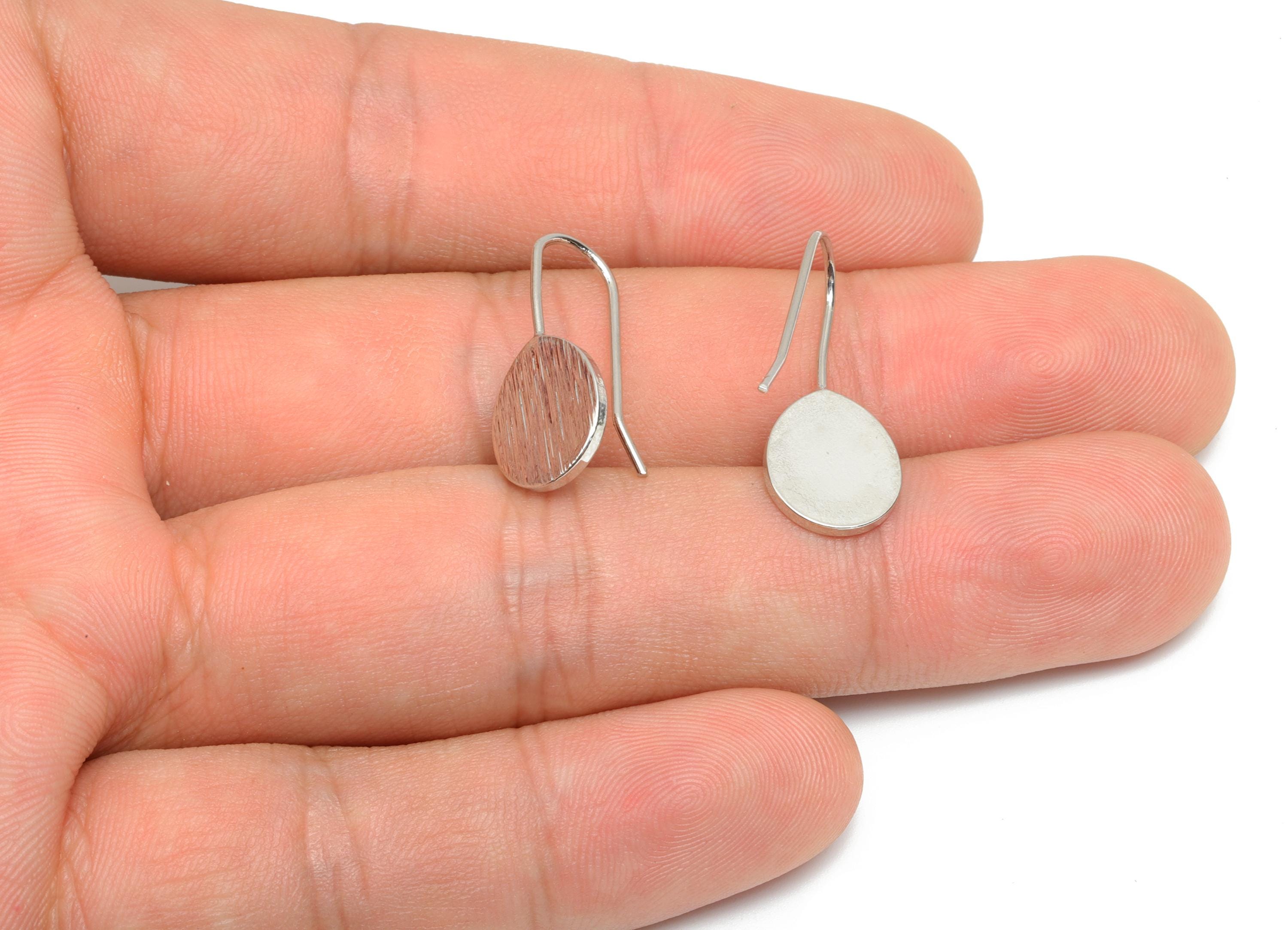 Brass Teardrop Earring Wire - Brass Drop Ear Hook Earring - Brass Geometry Ear Hook  - 18K Real White Gold Plating - 22.7x9.89x1mm - RGP8055 - DOMEDBAZAAR