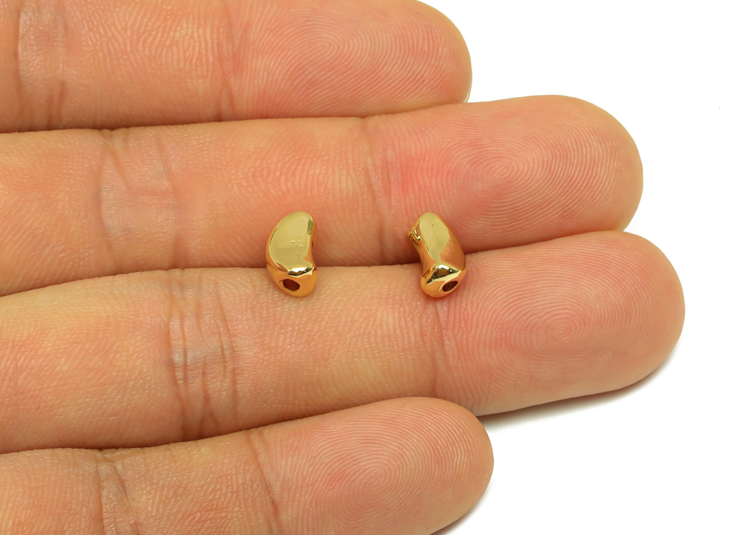 Crescent Bracelet Spacer Beads - Brass Beads Earring - Spacer Bead Charm - For Bracelet - 18K Real Gold Plating - 8x5x4.99mm - RGP7754 - DOMEDBAZAAR