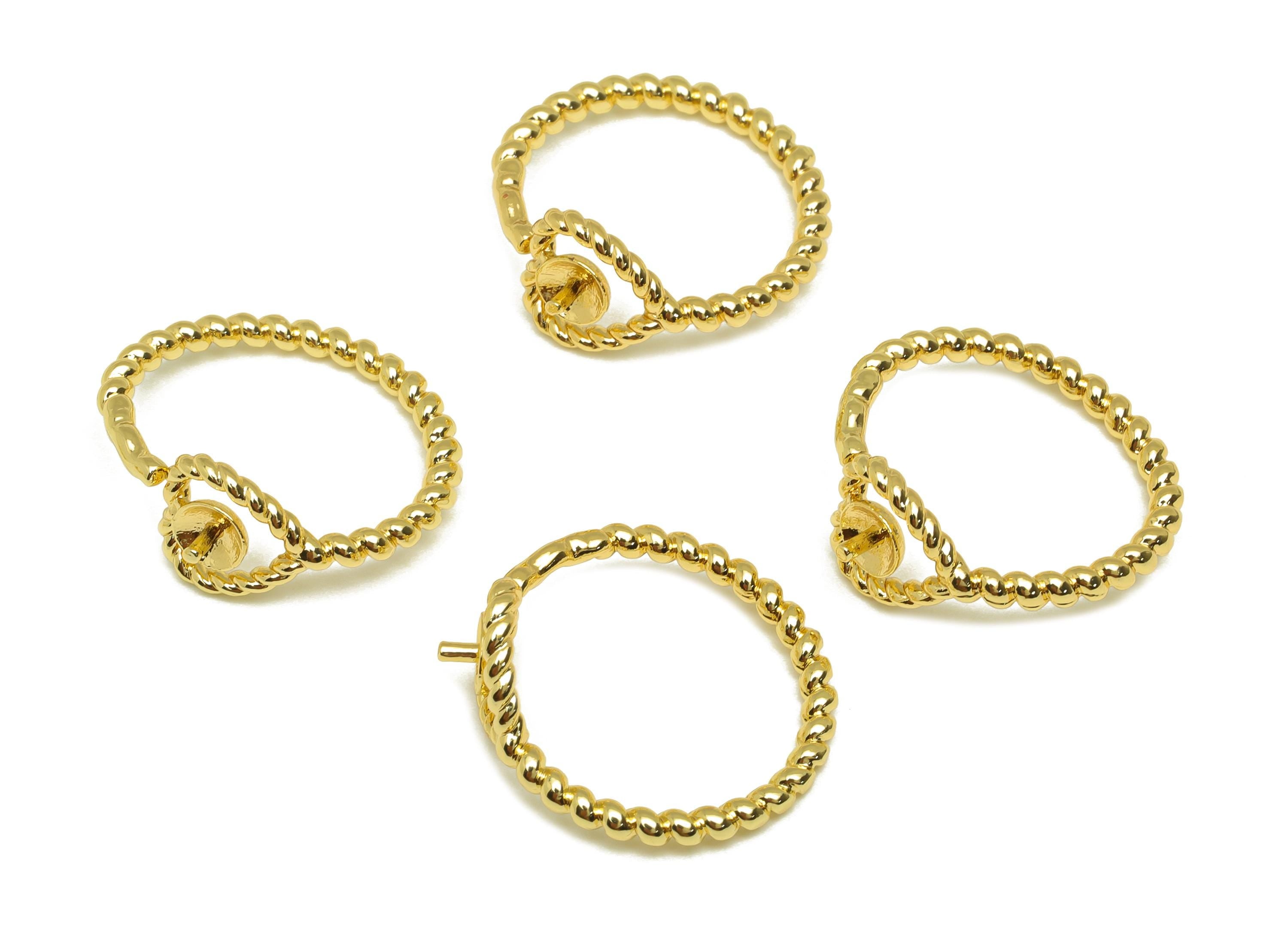 Brass Heart Chain Ring - Brass Rope Wire Ring - Brass Adjustable Ring - Ring for Peral - 18K Real Gold Plating -22x20x2.06mm - RGP7789 - DOMEDBAZAAR