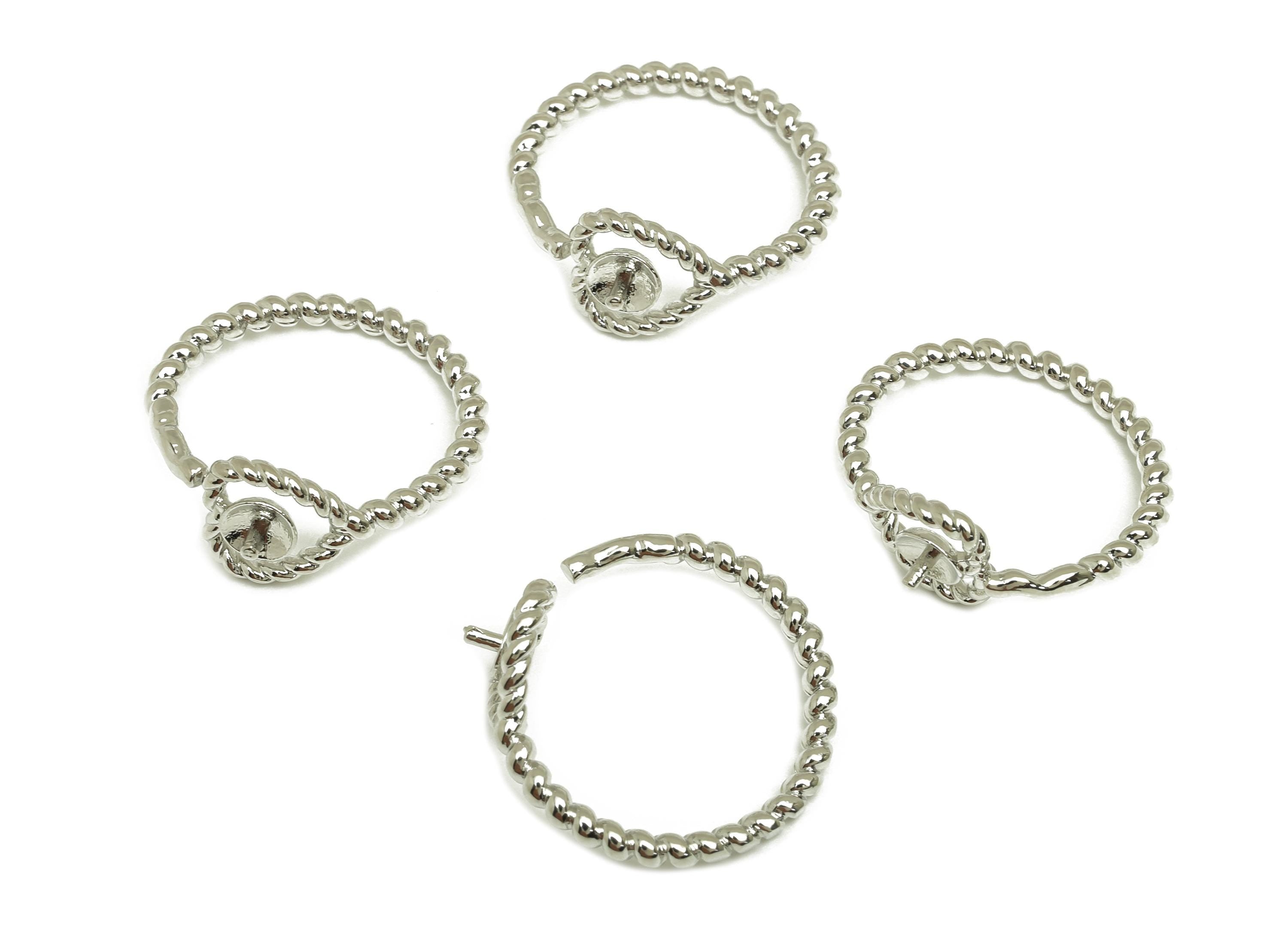 Brass Heart Chain Ring - Brass Rope Wire Ring - Brass Adjustable Ring - Ring for Peral - 18K Real White Gold Plating -22x20x2.06mm - RGP7778 - DOMEDBAZAAR