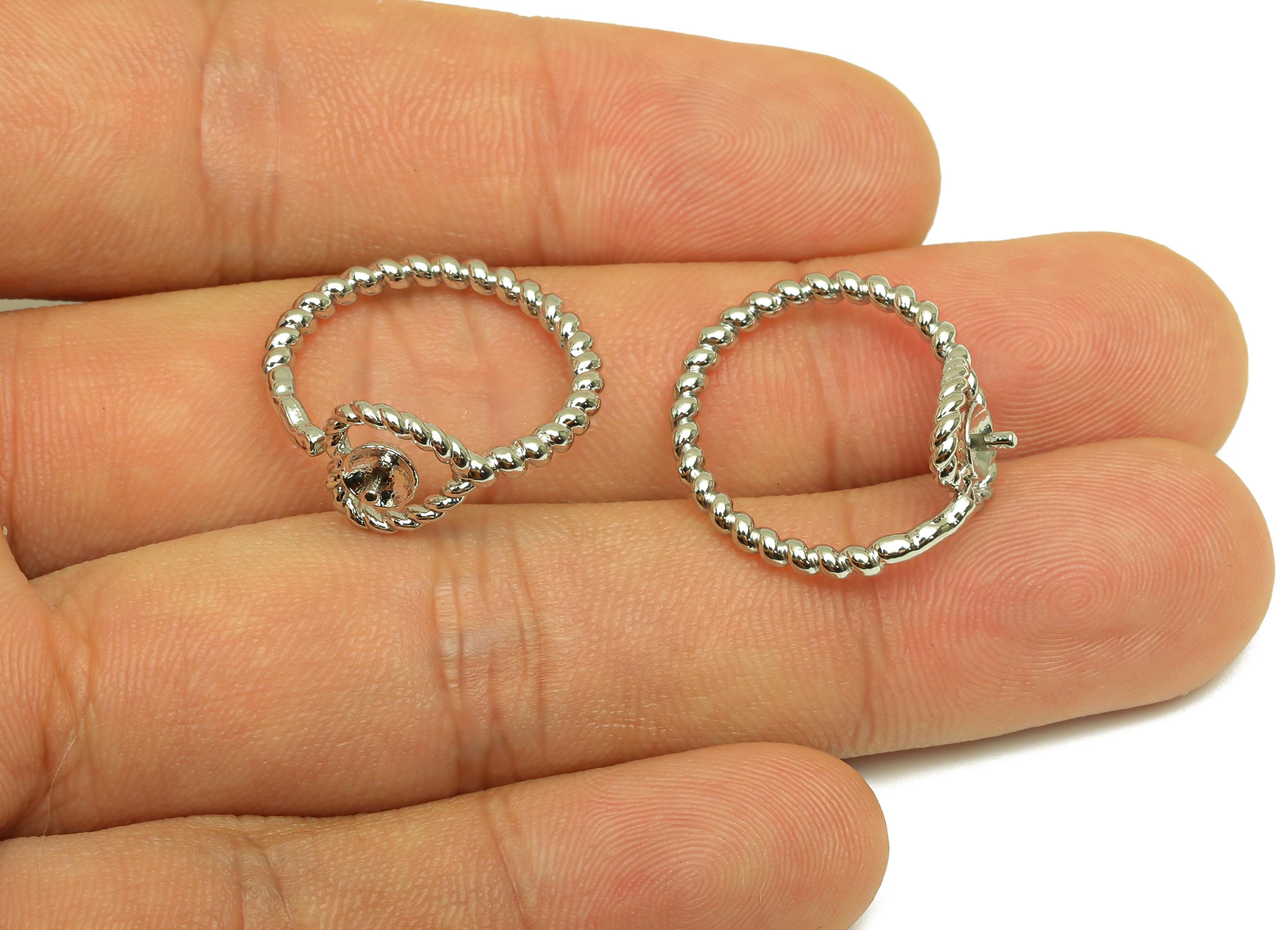 Brass Heart Chain Ring - Brass Rope Wire Ring - Brass Adjustable Ring - Ring for Peral - 18K Real White Gold Plating -22x20x2.06mm - RGP7778 - DOMEDBAZAAR