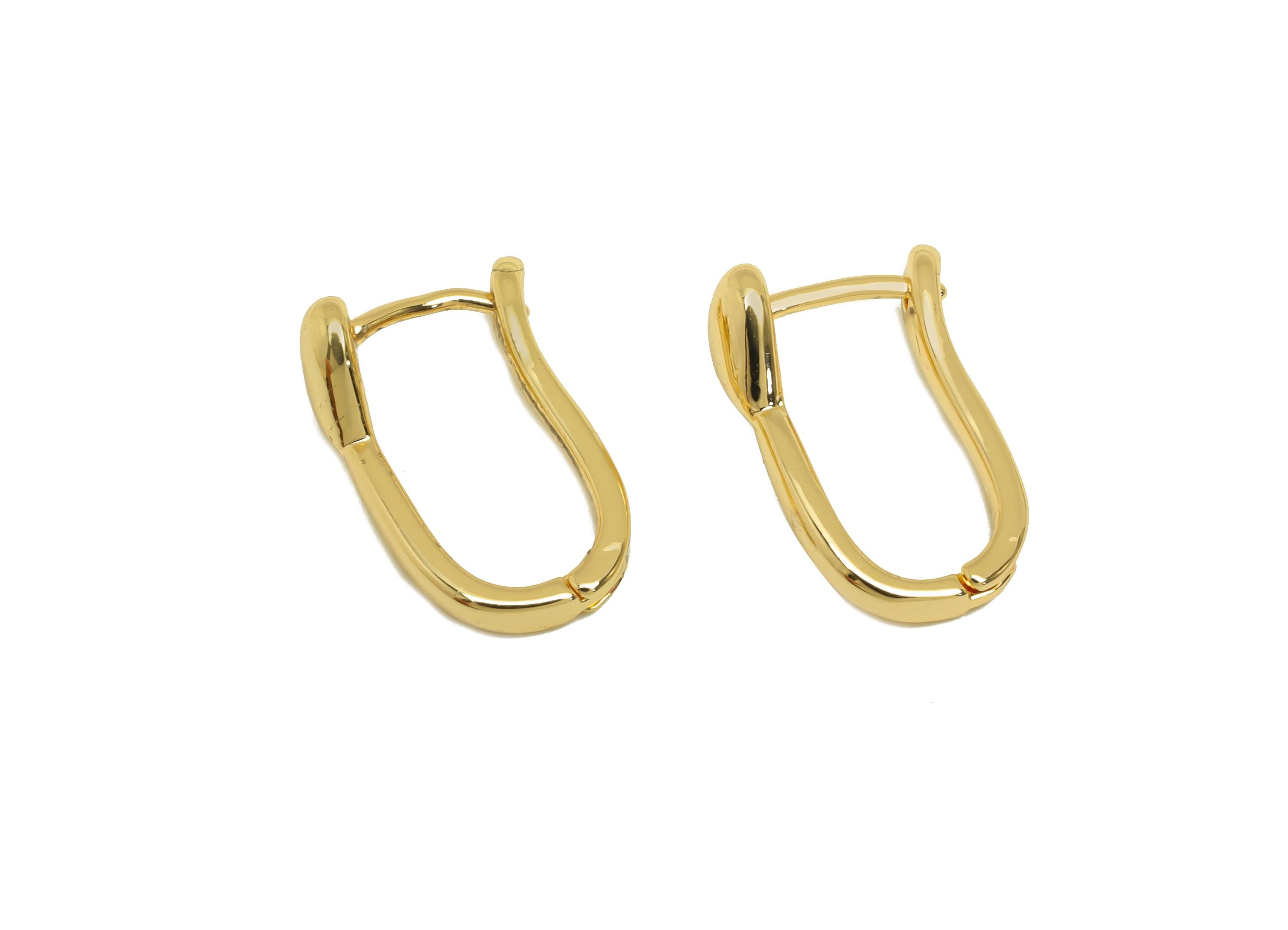 Brass Huggie U Hoop Earrings - Heart Gold Huggie Earring Clasp - Minimalist Heart Ear - 18K Real Gold Plating - 16.63x11.7x2.68mm - RGP7623 - DOMEDBAZAAR