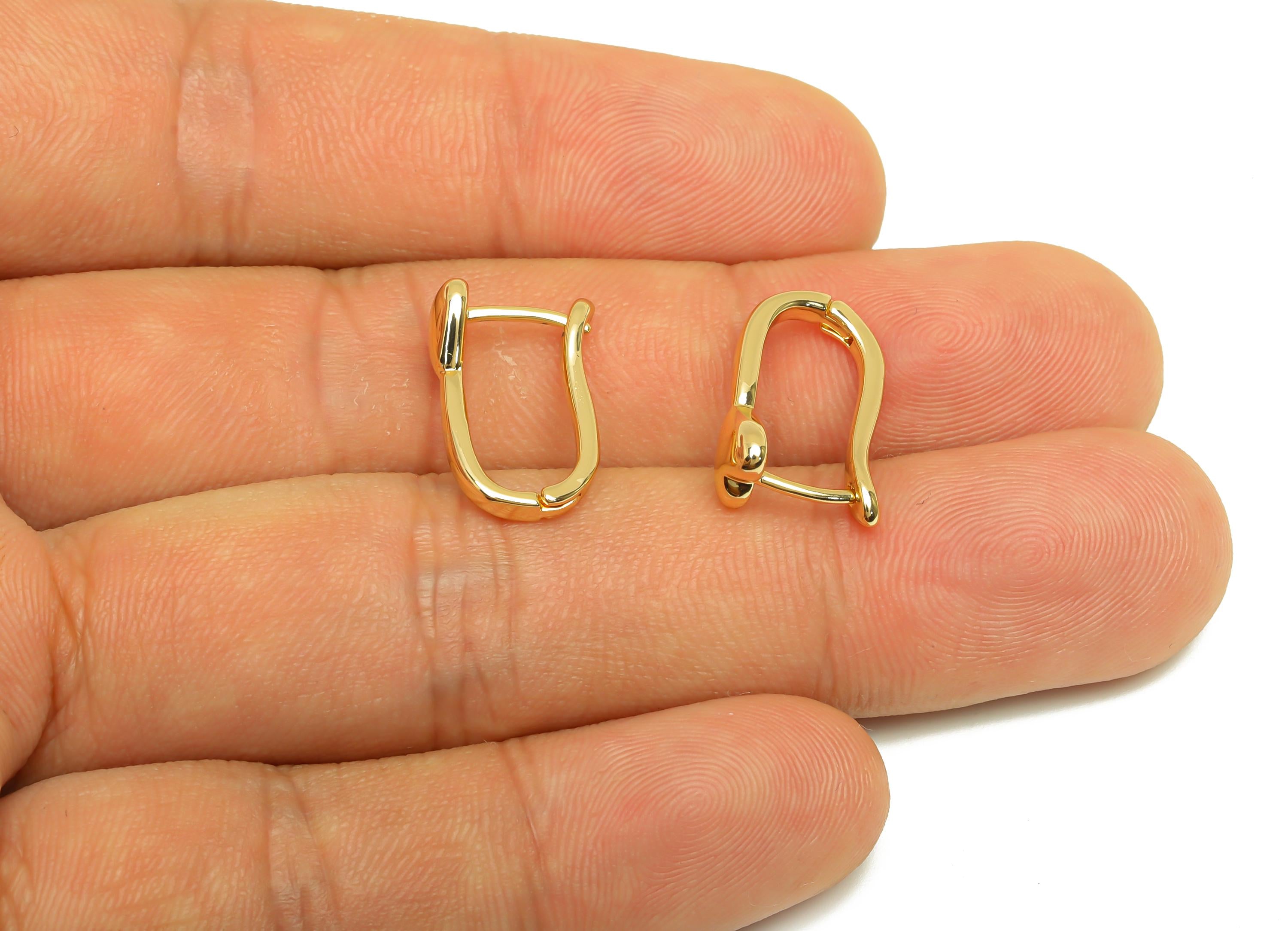 Brass Huggie U Hoop Earrings - Heart Gold Huggie Earring Clasp - Minimalist Heart Ear - 18K Real Gold Plating - 16.63x11.7x2.68mm - RGP7623 - DOMEDBAZAAR