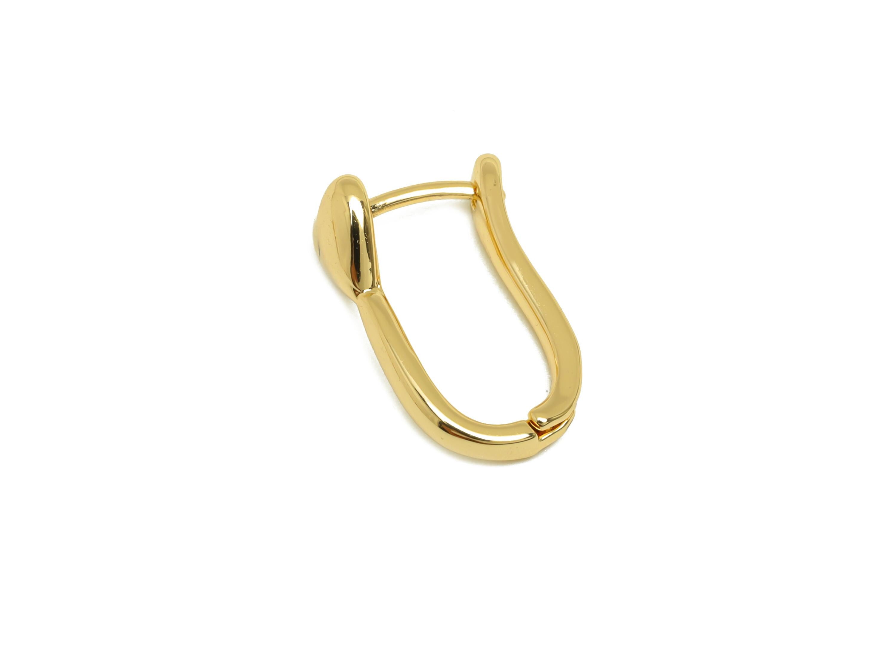 Brass Huggie U Hoop Earrings - Heart Gold Huggie Earring Clasp - Minimalist Heart Ear - 18K Real Gold Plating - 16.63x11.7x2.68mm - RGP7623 - DOMEDBAZAAR