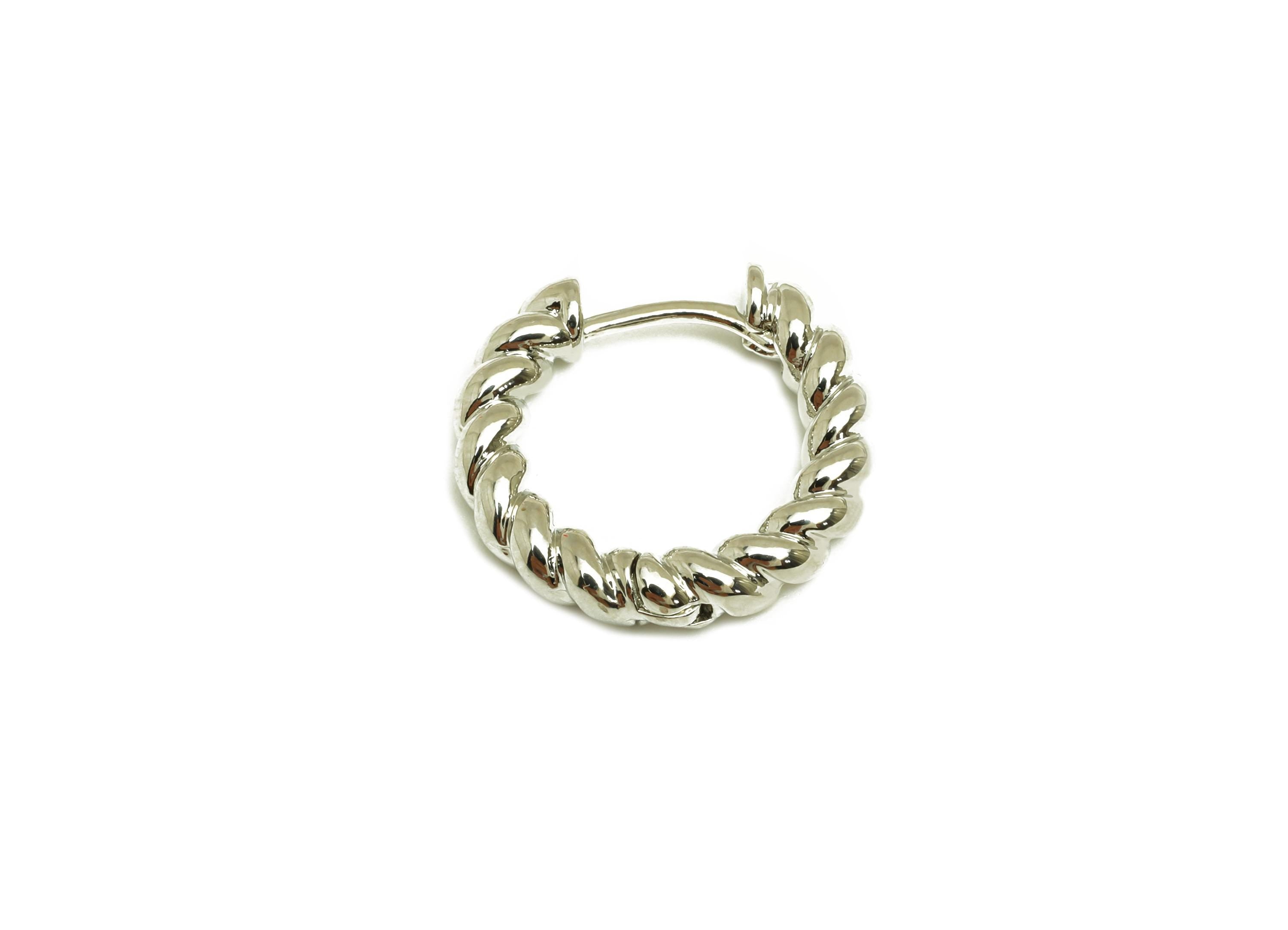 19mm Hoop Earring - Brass Twisted Huggie Earring Clasp - Clasp Earring - Rope Hoop Earring - 18K Real White Gold Plating - 19x19x3mm-RGP7782 - DOMEDBAZAAR