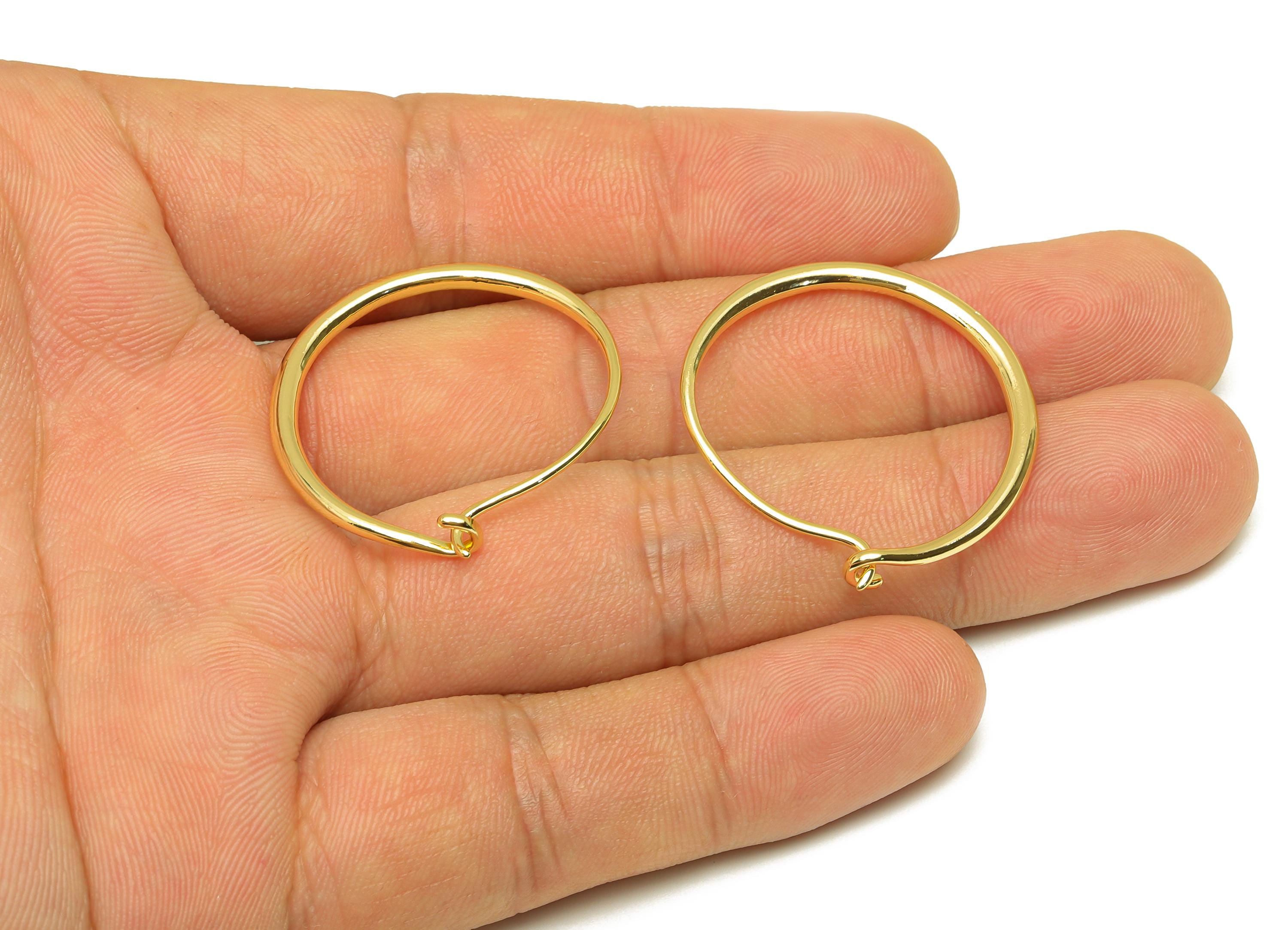 Brass Hoop Wire Earring - Brass Round Hoop Wire Earring - Brass Hook Wire Earring - Hoop Earring - 18K Real Gold Plating - 30x29x2mm-RGP7791 - DOMEDBAZAAR