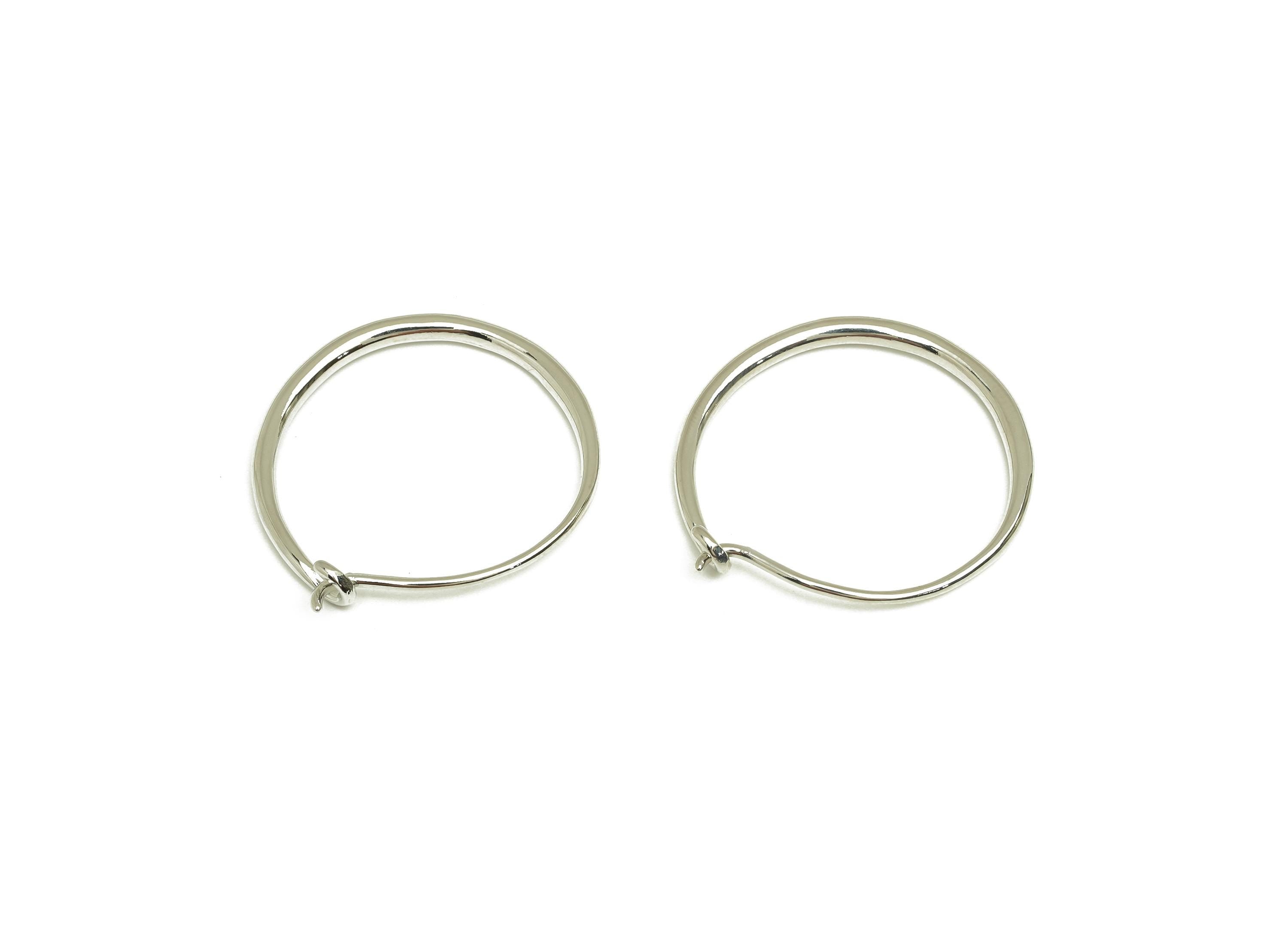 Brass Hoop Wire Earring - Brass Hoop Wire Earring - Brass Hook Wire Earring - Hoop Earring - 18K Real White Gold Plating - 30x29x2mm-RGP7780 - DOMEDBAZAAR