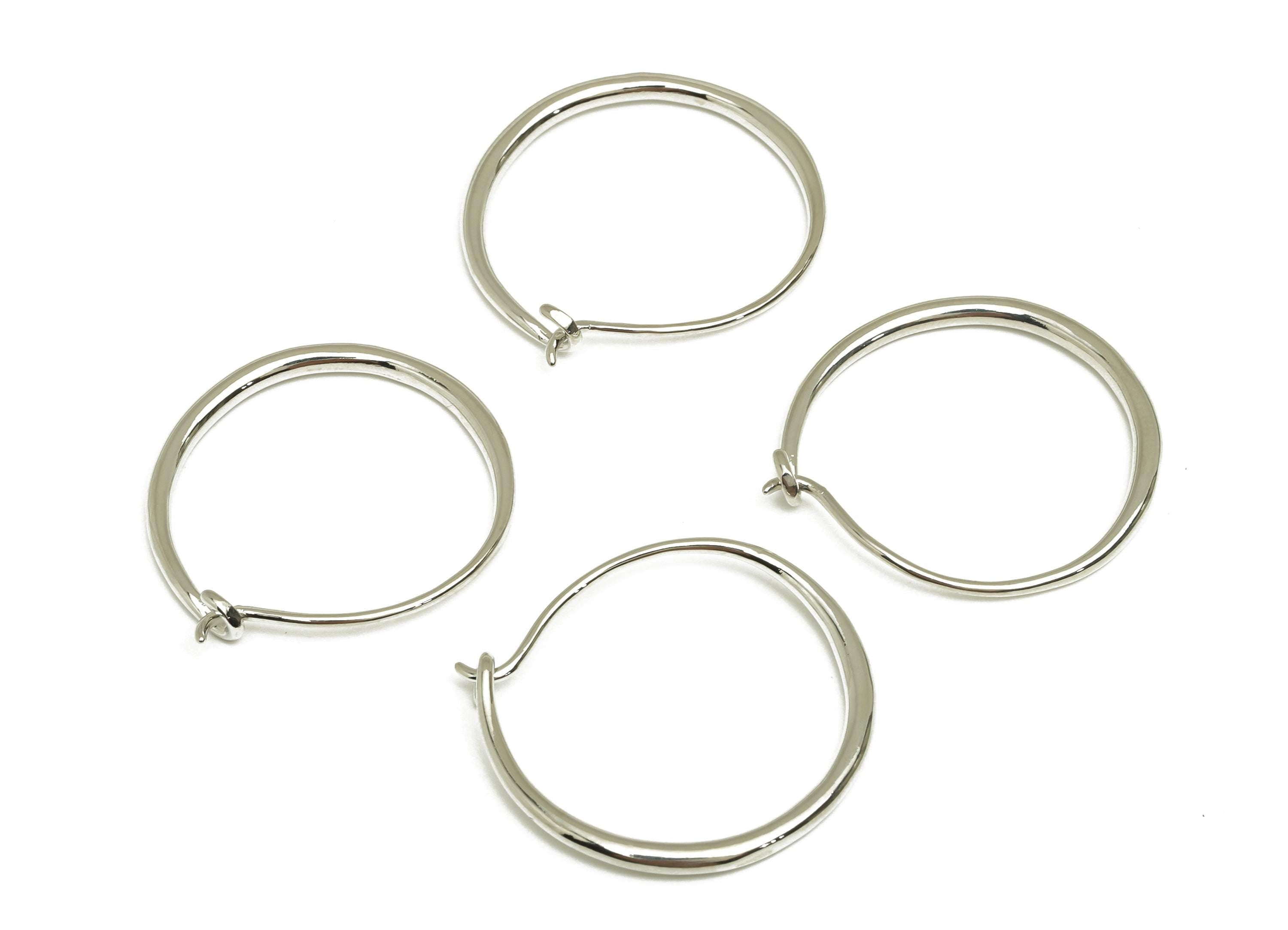 Brass Hoop Wire Earring - Brass Hoop Wire Earring - Brass Hook Wire Earring - Hoop Earring - 18K Real White Gold Plating - 30x29x2mm-RGP7780 - DOMEDBAZAAR