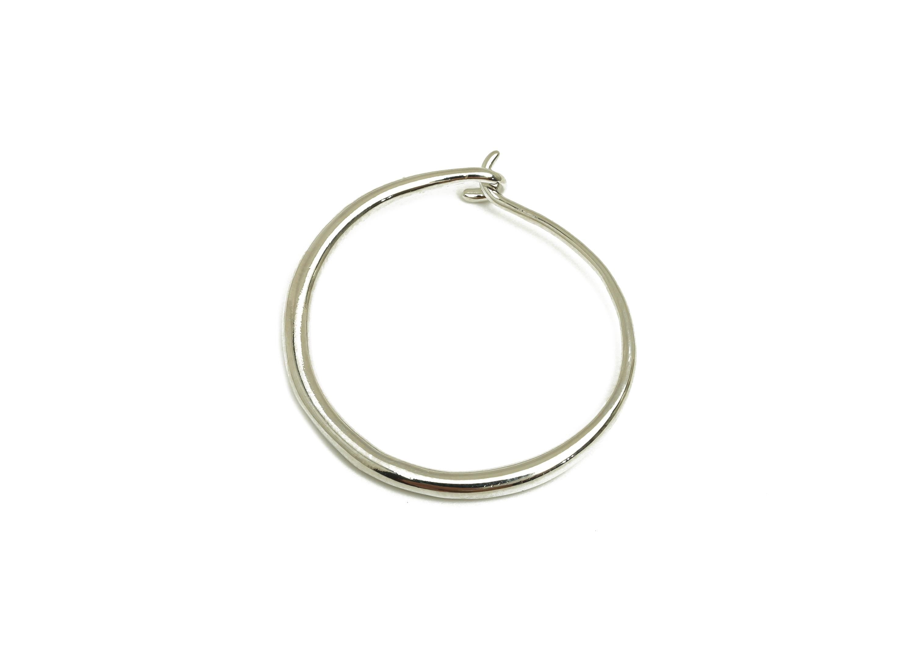 Brass Hoop Wire Earring - Brass Hoop Wire Earring - Brass Hook Wire Earring - Hoop Earring - 18K Real White Gold Plating - 30x29x2mm-RGP7780 - DOMEDBAZAAR