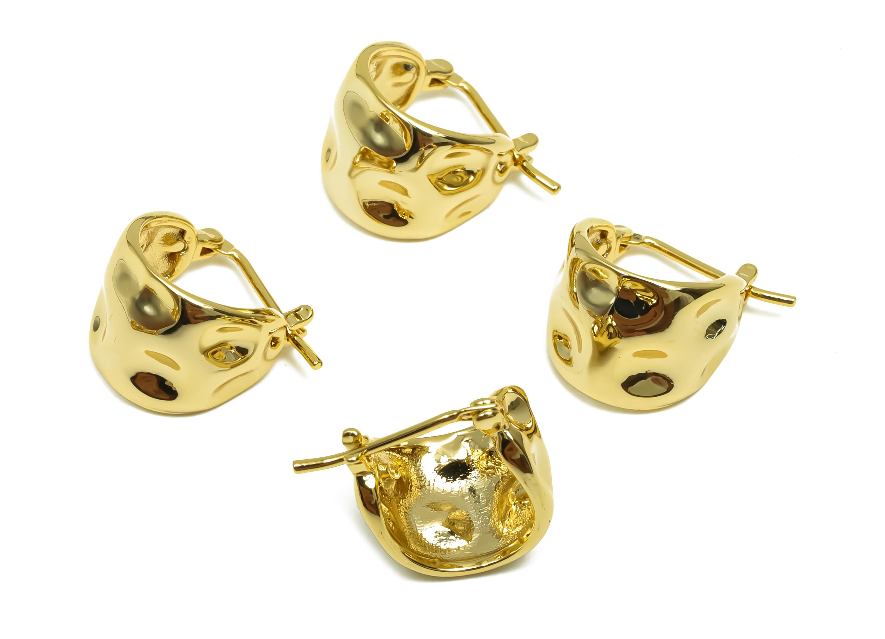 Brass Hoop Earring - Brass Wide Hinged Back Earring - Brass Uneven Hoop Oval Earring  - 18K Real Gold Plating - 8x4.28x1.82mm - RGP8324 - DOMEDBAZAAR