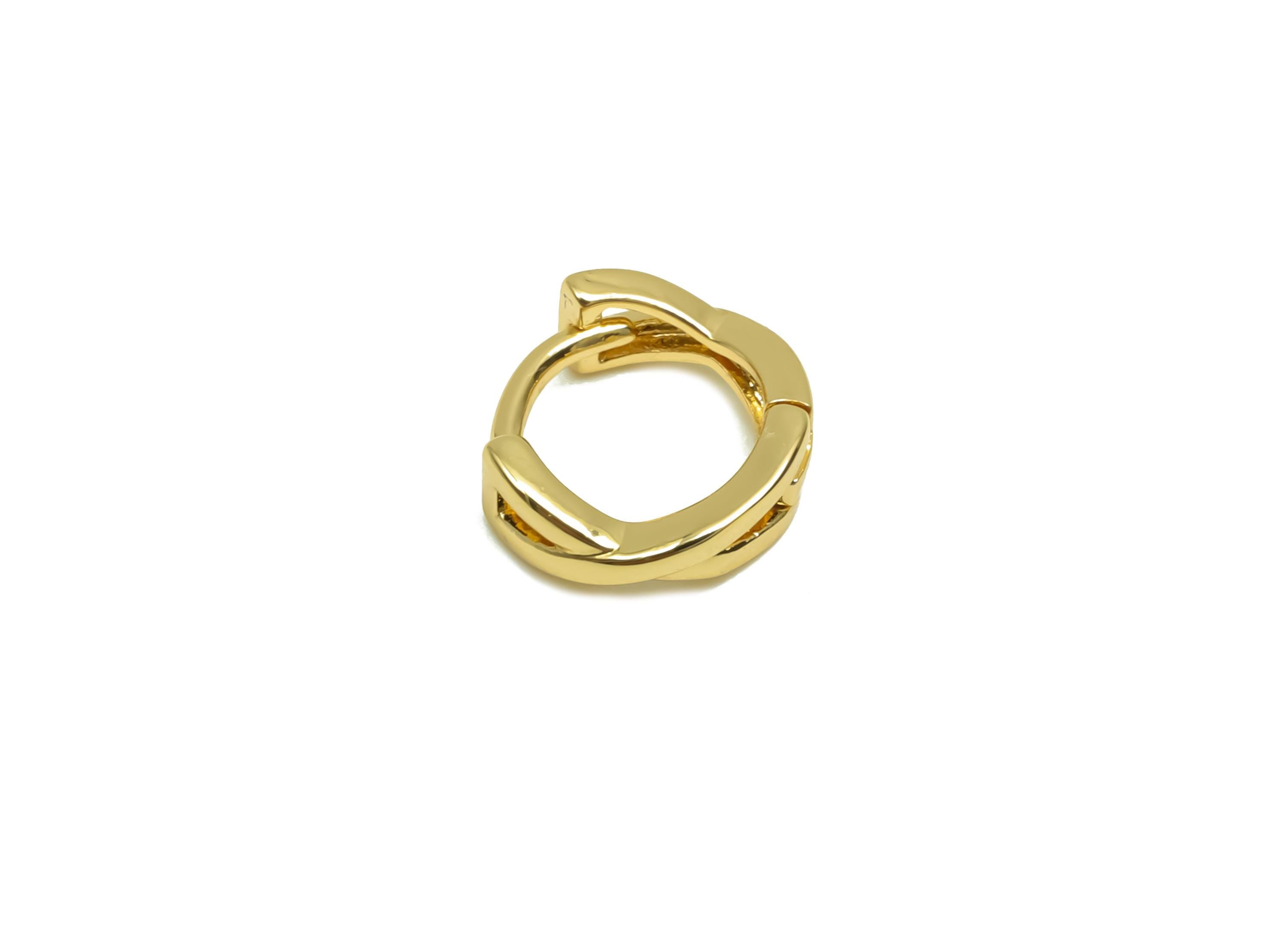 Brass Hoop Earring - Brass Bow Tie Huggie Hoop Earring - Brass Mini Round Hoop Earring - 18K Real Gold Plating - 10.4x9.7x3.5mm - RGP8361 - DOMEDBAZAAR